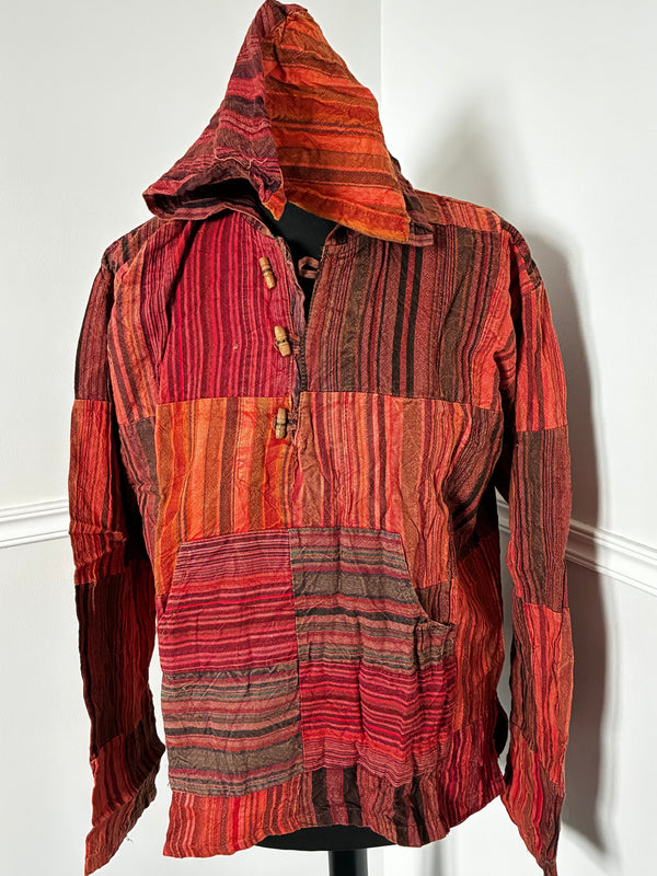 Patchwork Seersucket Shirt, M