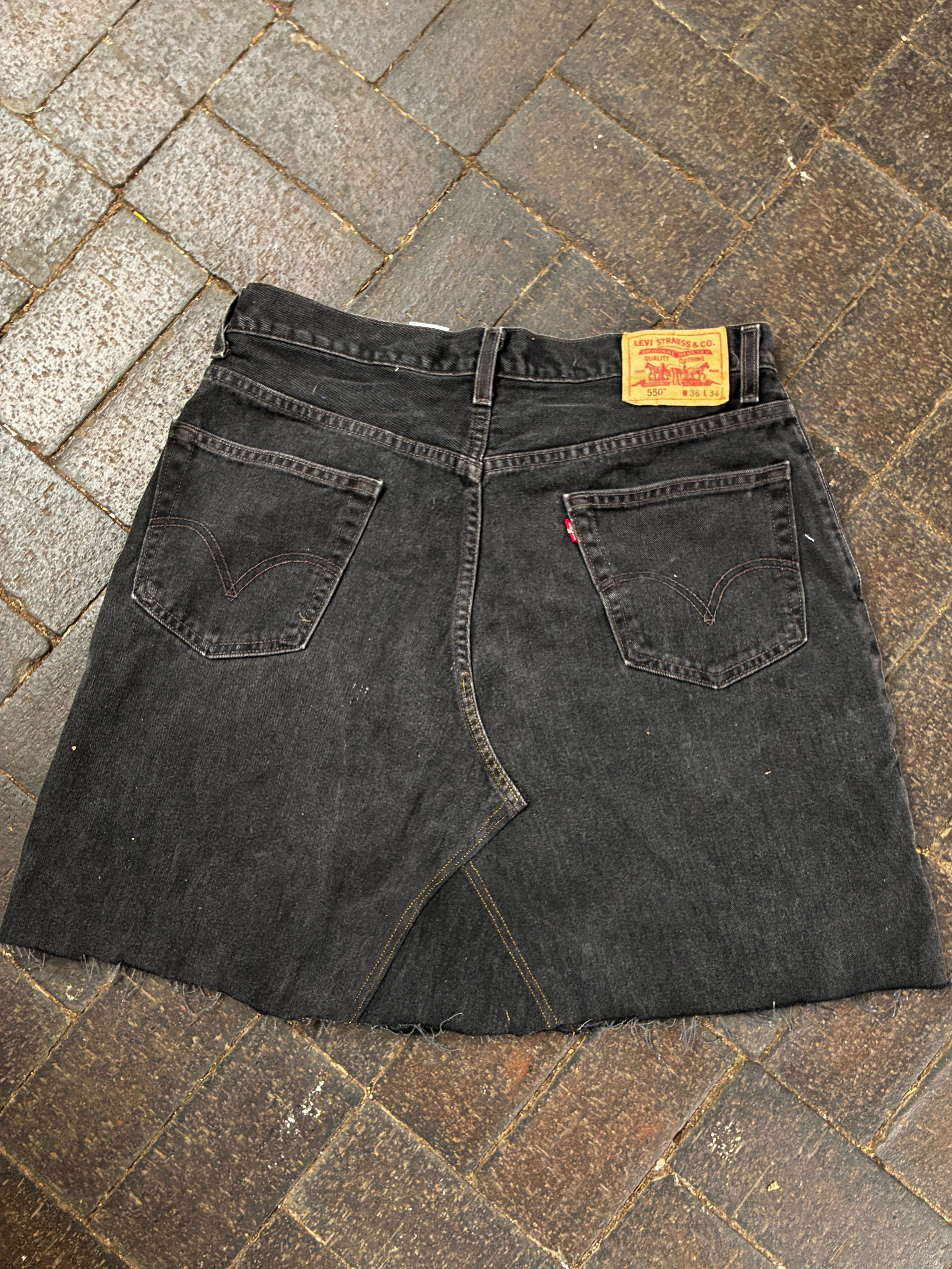 Vintage Up-cycled Levi's 550 Skirt, Black, Size 16