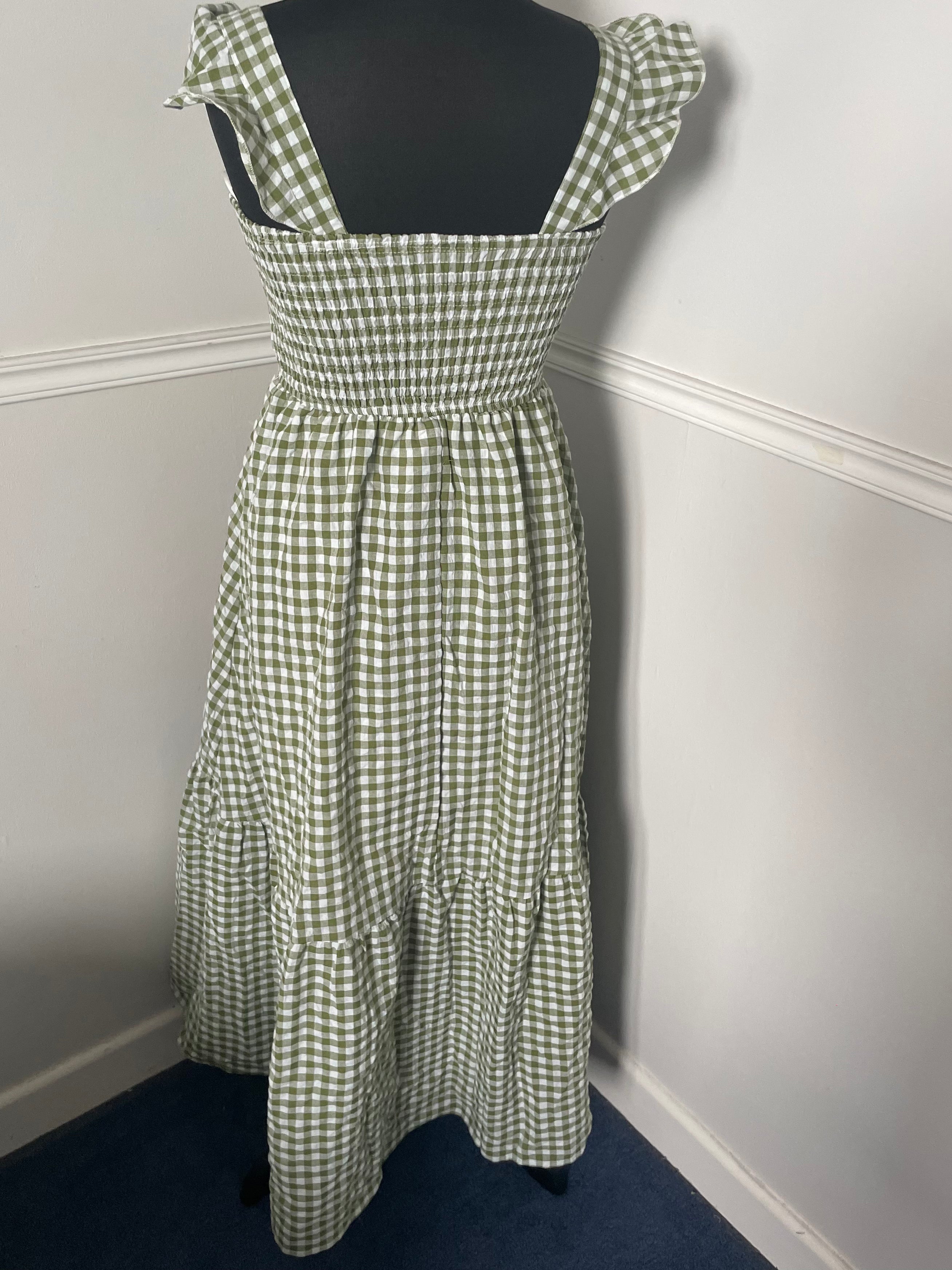 Green/White Check Sundress, M