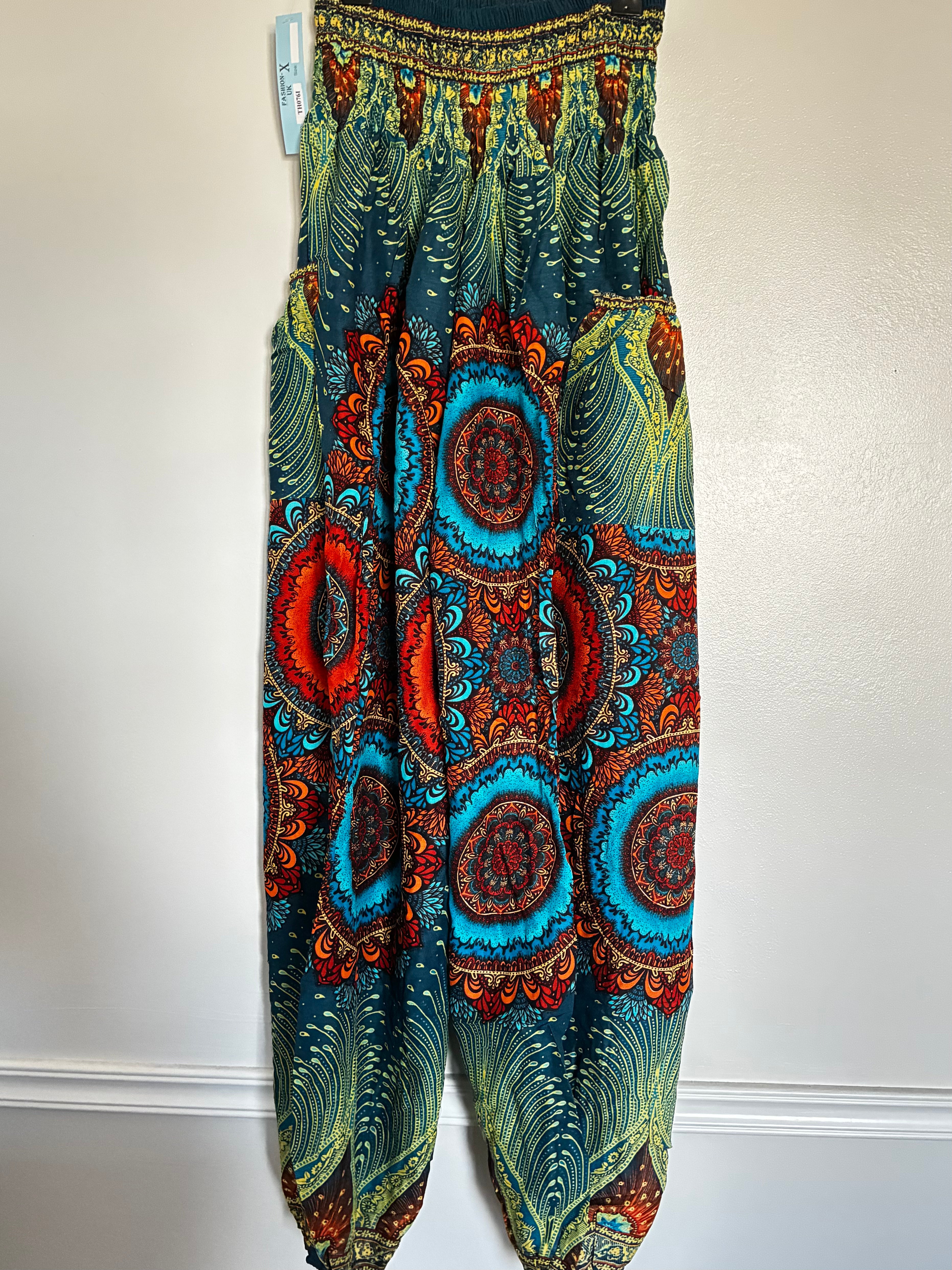 Orange/blue Swirl Harem Trousers