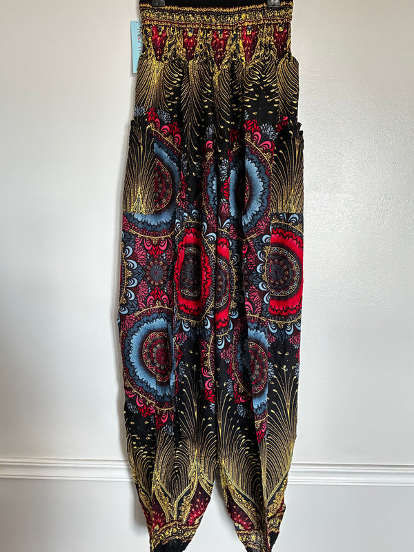 Gold/red Circles Harem Trousers