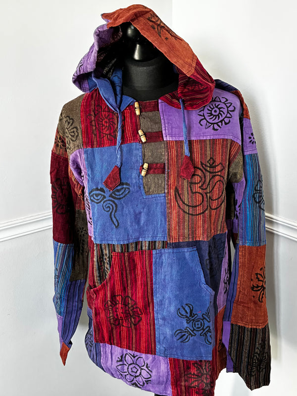 Patchwork Multi Hooded Shirt, M