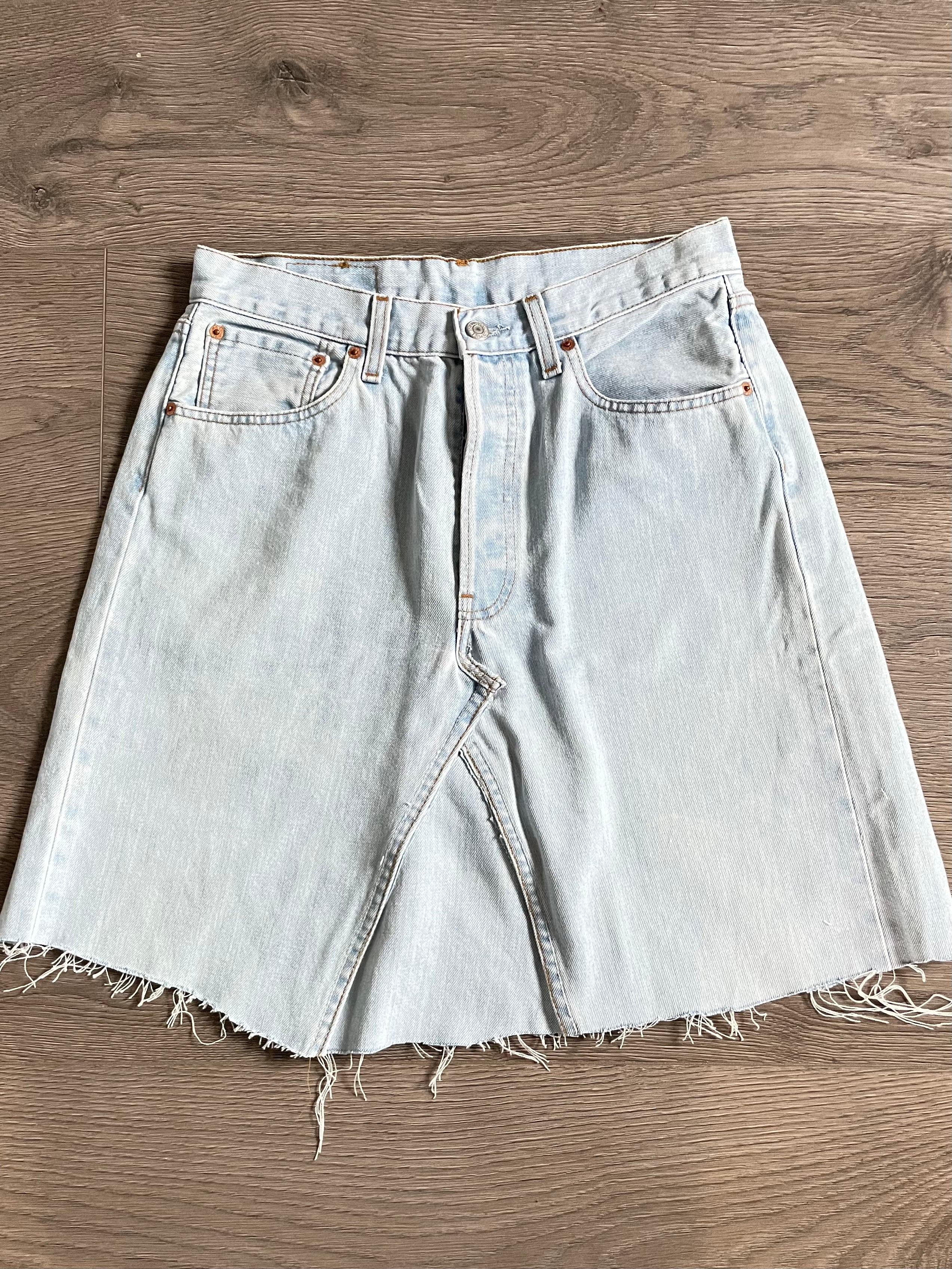 Vintage Up-cycled Levi's 501 Skirt, Faded, Waist 30" Length 20"