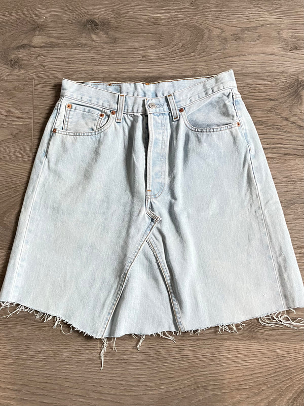 Vintage Up-cycled Levi's 501 Skirt, Faded, Waist 30" Length 20"