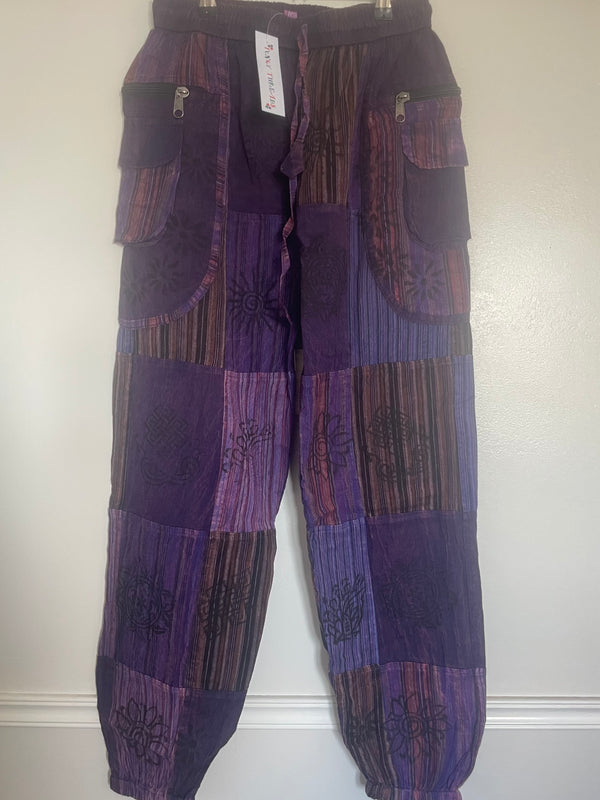 Patchwork Zip Pocket Trousers, S/M