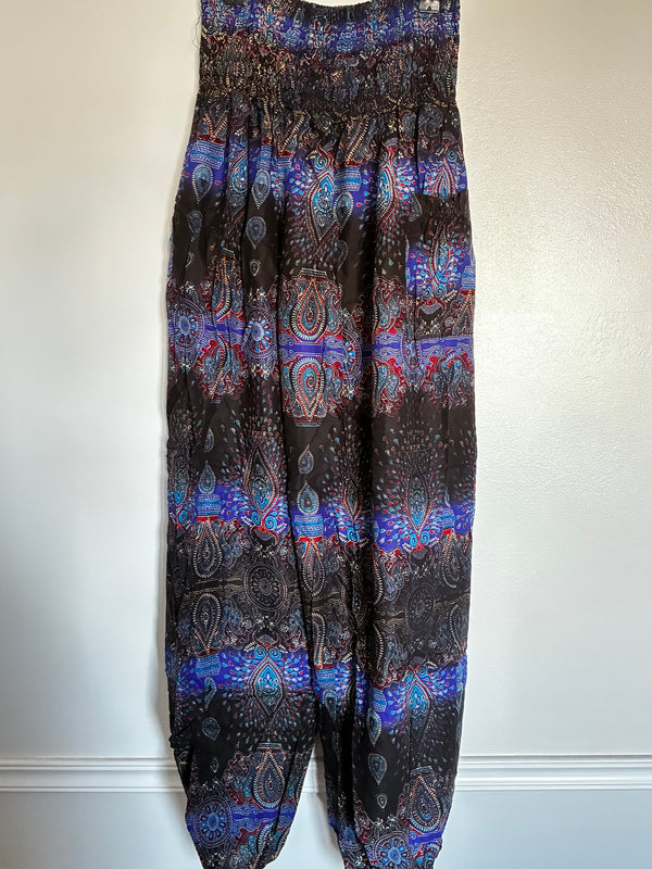 Navy/black Paisley Harem Trousers