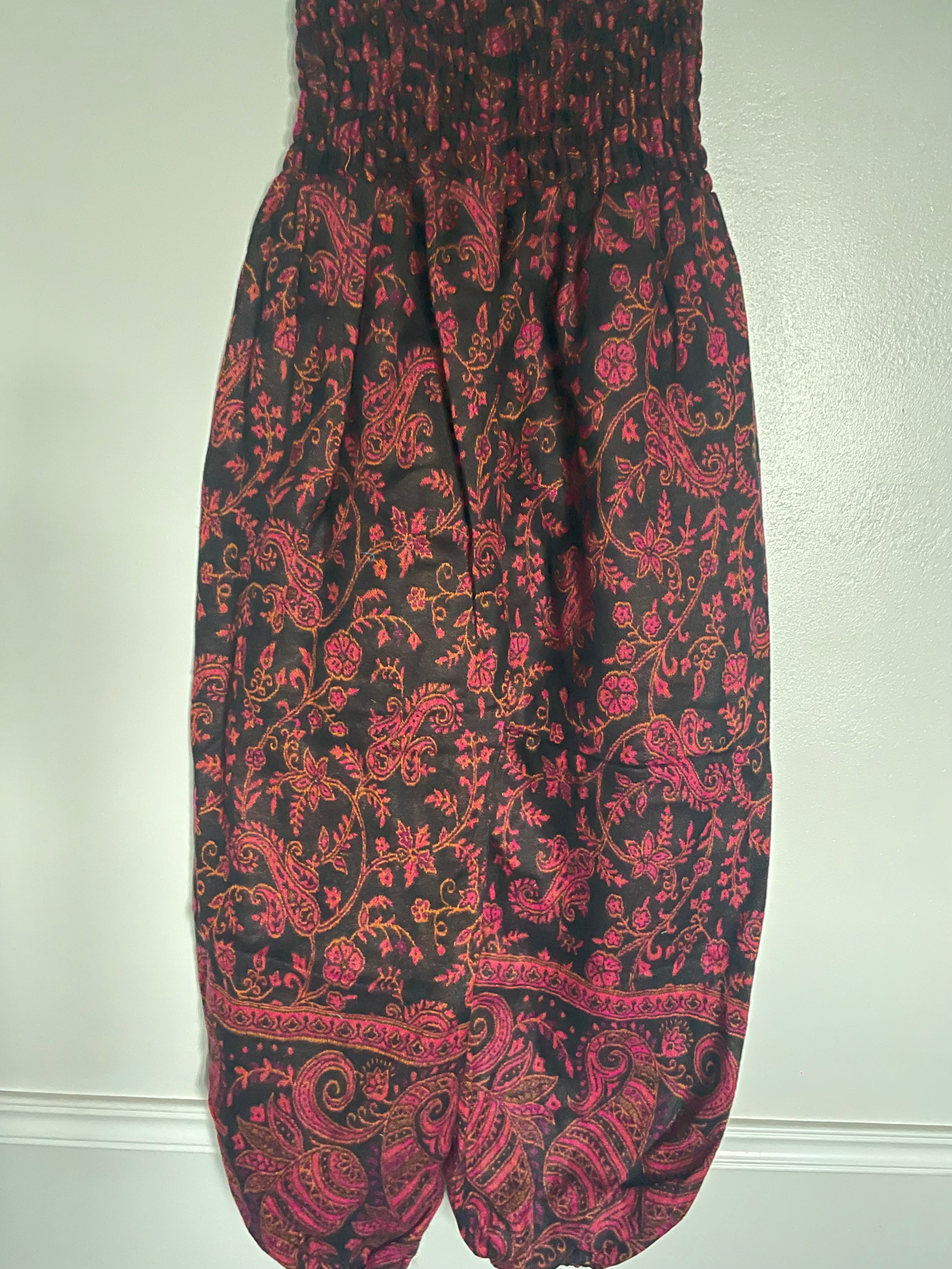 Snuggly Pink/Black Paisley Cashmelon Trousers, 22-46” Waist