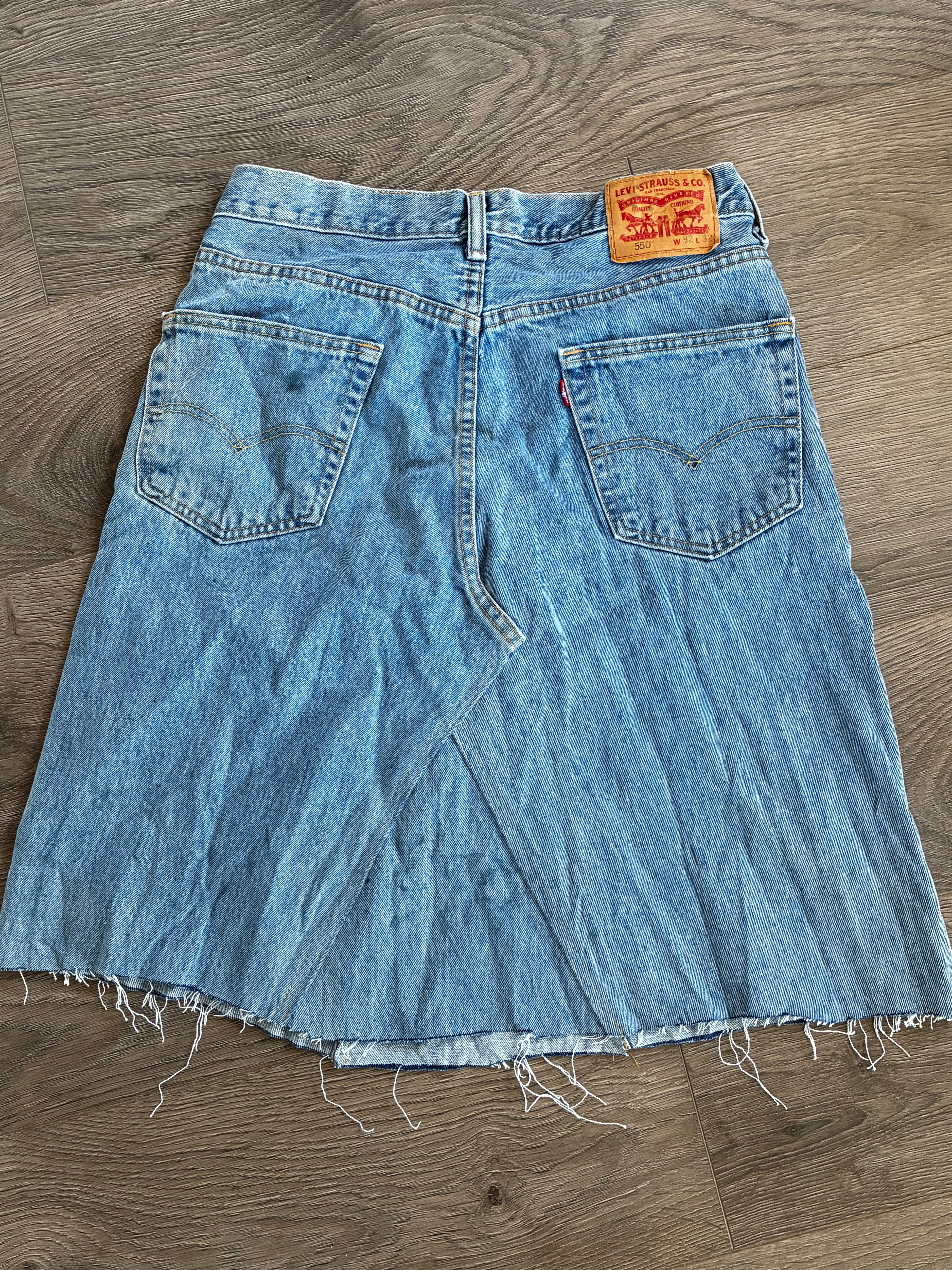 Vintage Up-cycled Levi's 550 Skirt, Blue, Size 14