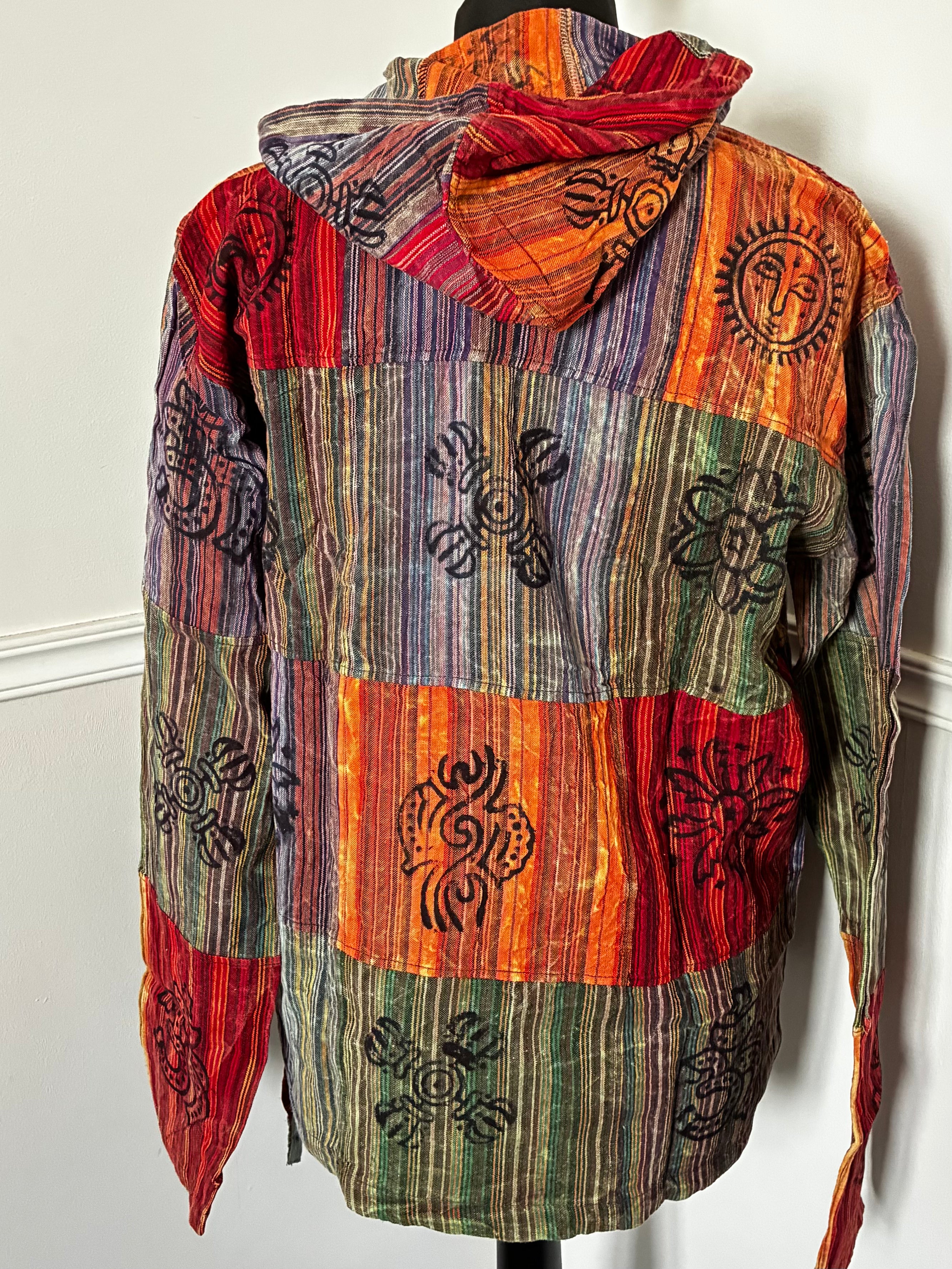 Patchwork Multi Hooded Shirt, S/M
