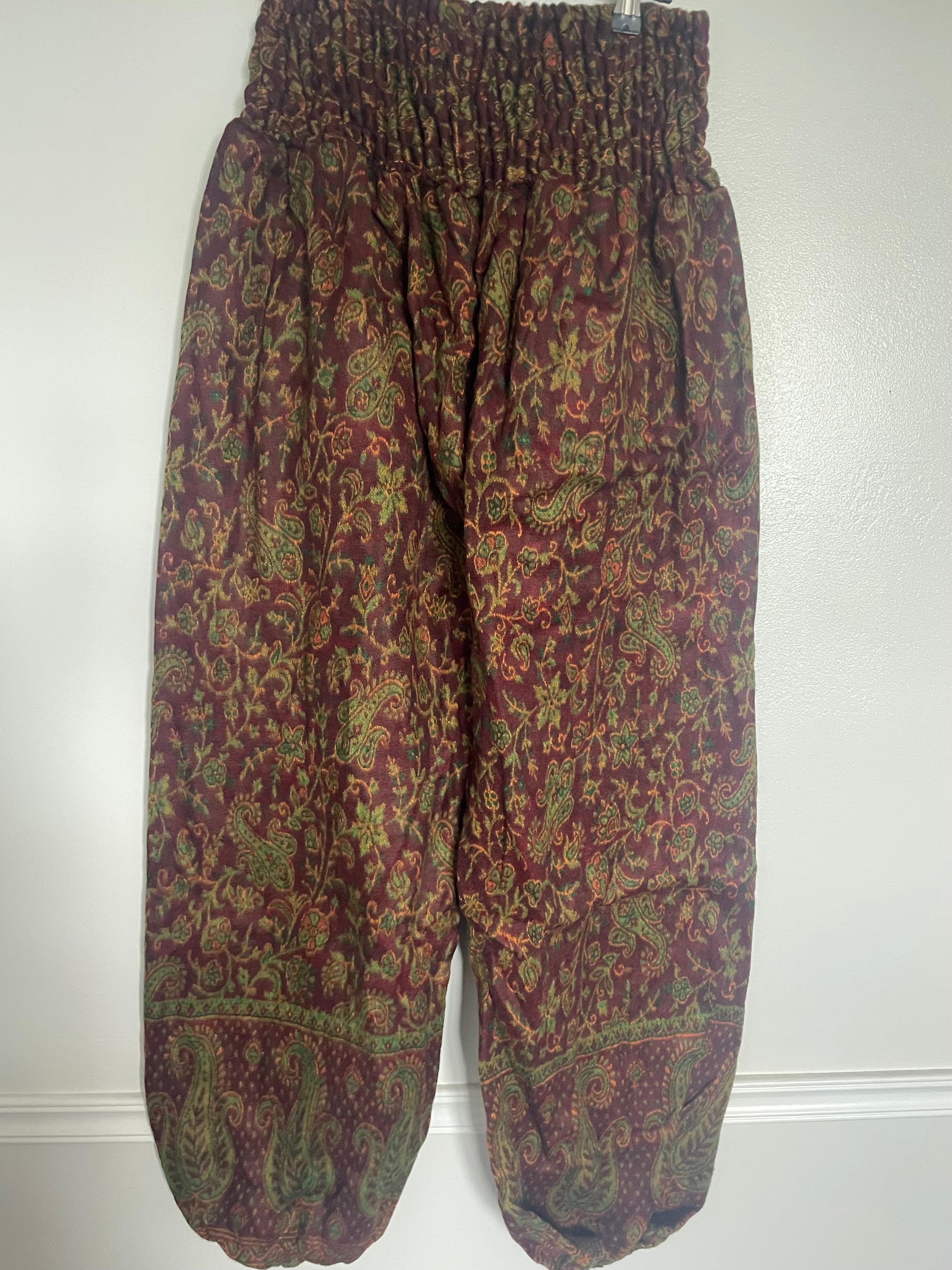 Snuggly Red/Green Flowers Cashmelon Trousers, 24-48” Waist