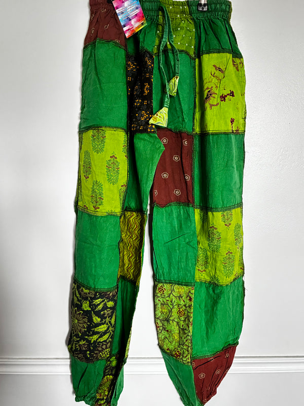 Green Patchwork Overlock Trousers
