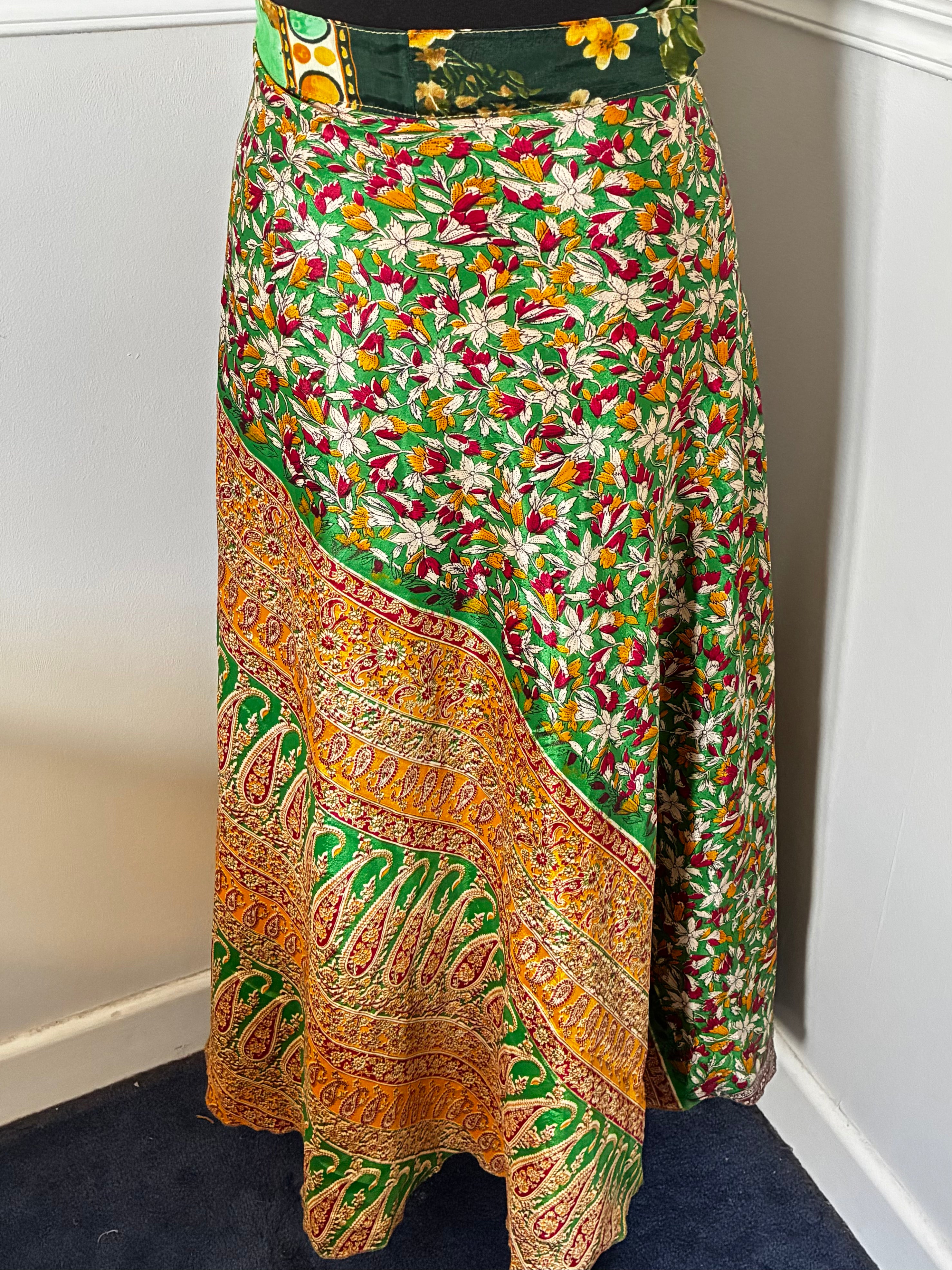 Recycled Saree Reversible Wrap Skirt