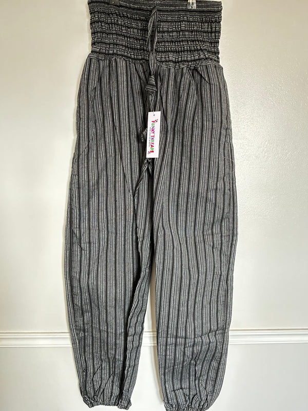 Grey/Black Striped Harem Trousers
