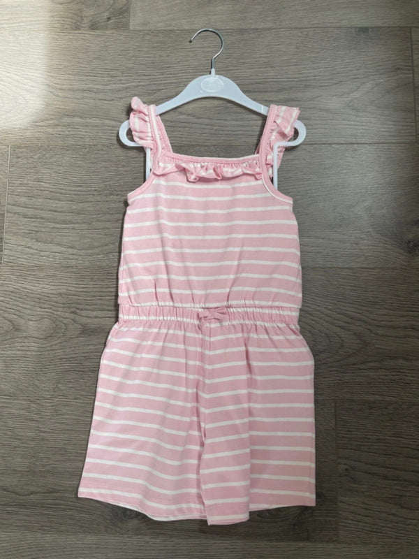 Pink/White Striped Dungaree Shorts (age 4-5)