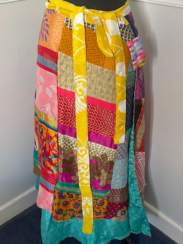 Saree Patchwork Wrap Skirt