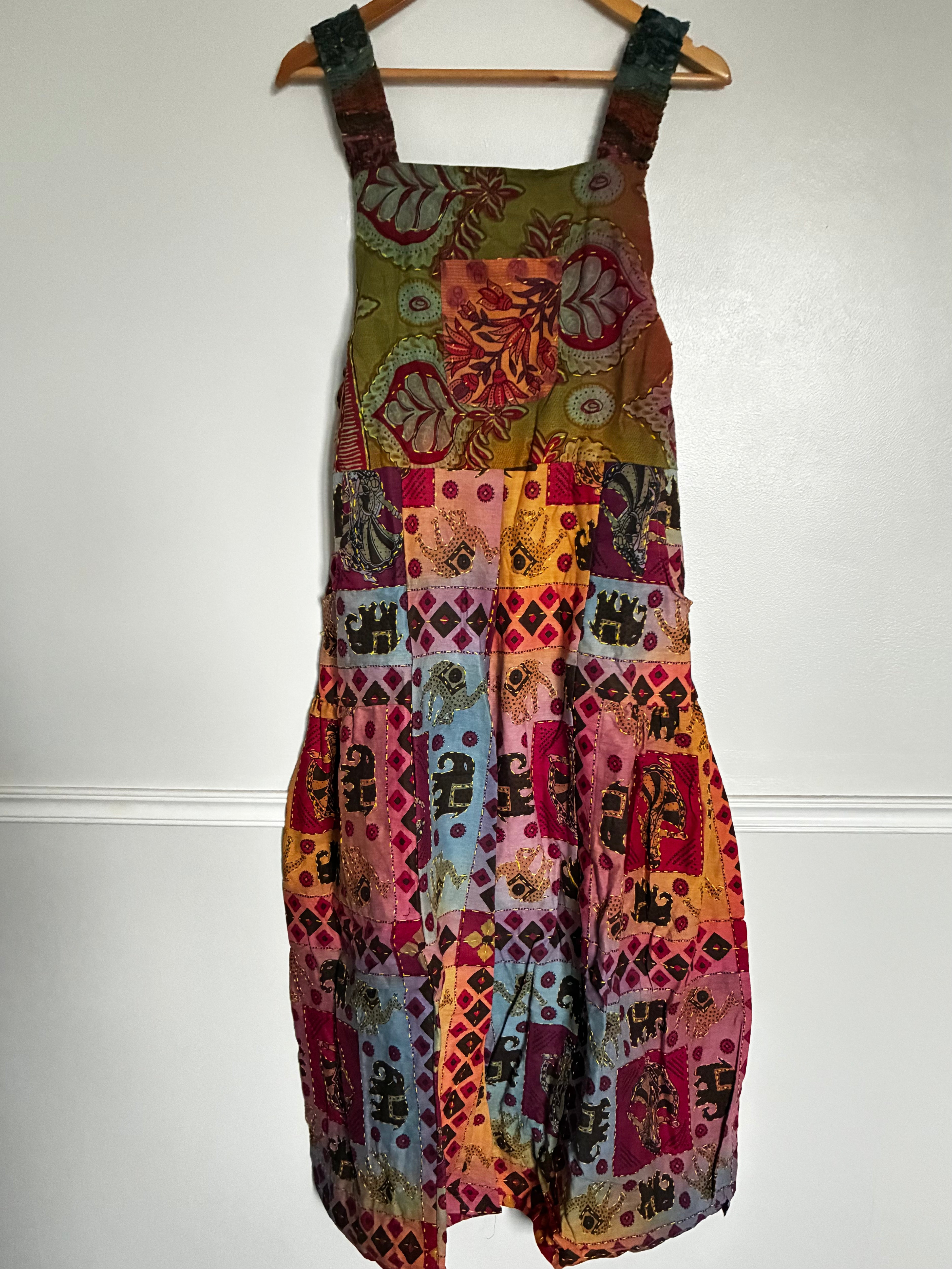 Wide Leg Patch Dungarees, one size