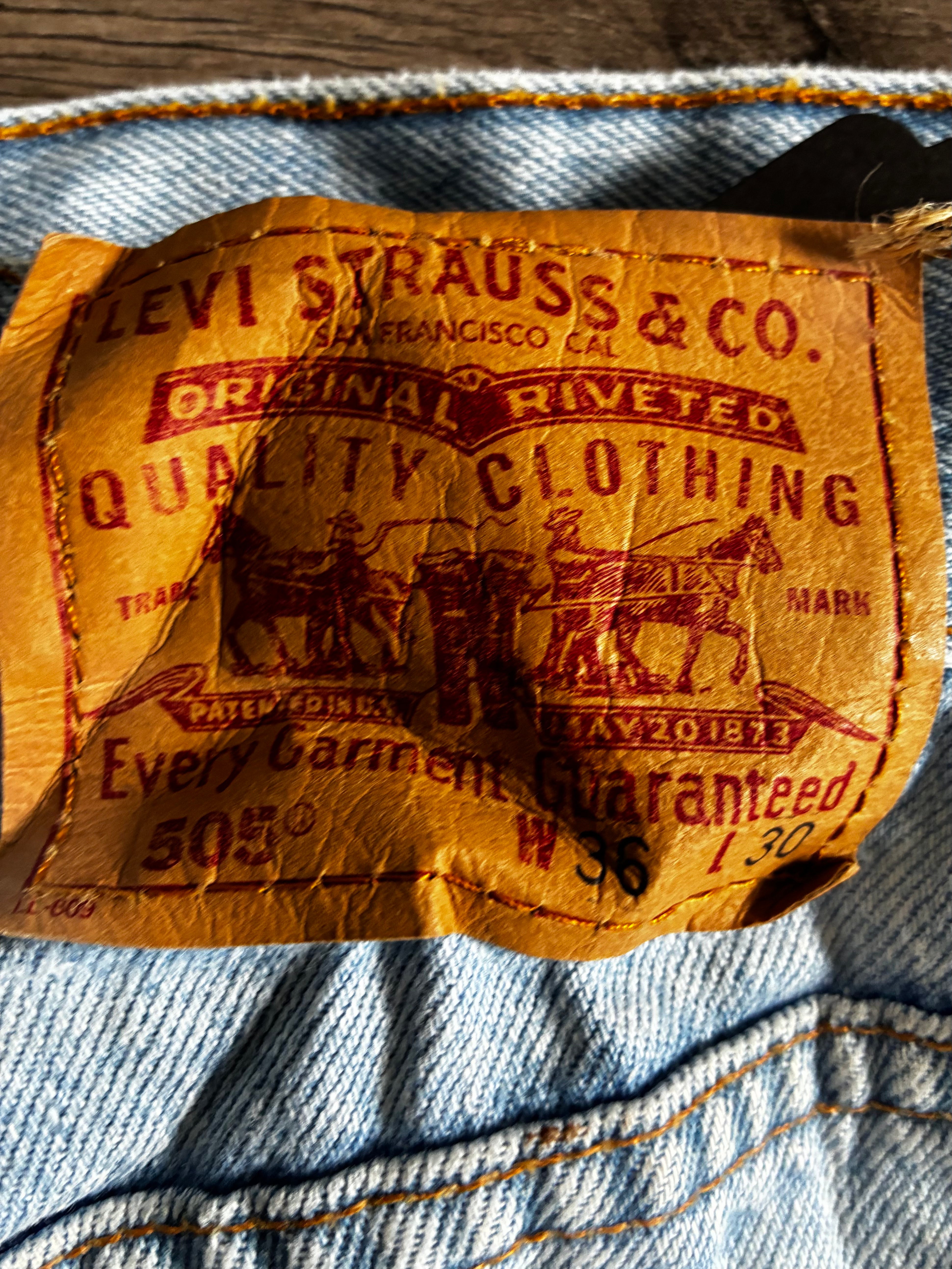 Vintage Levi's 505, Light Blue, Label - W36, L30, Actual Size - W36, L29