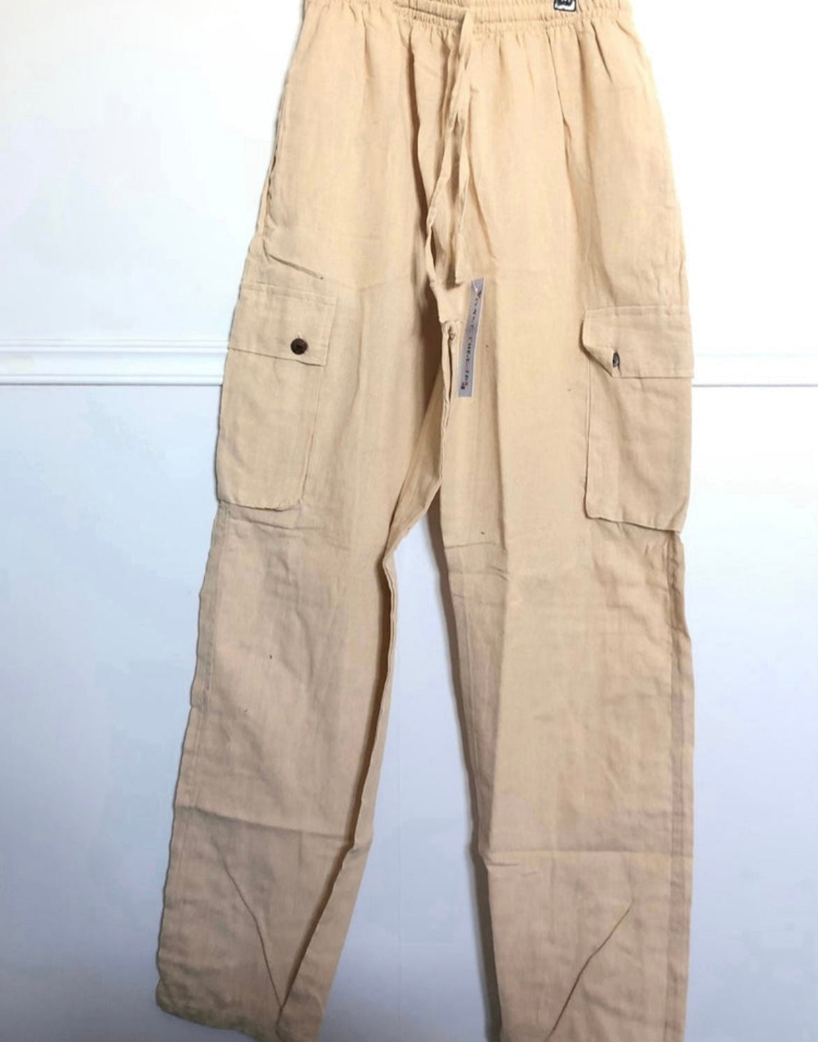 Beige Cotton Cargo Trousers, L