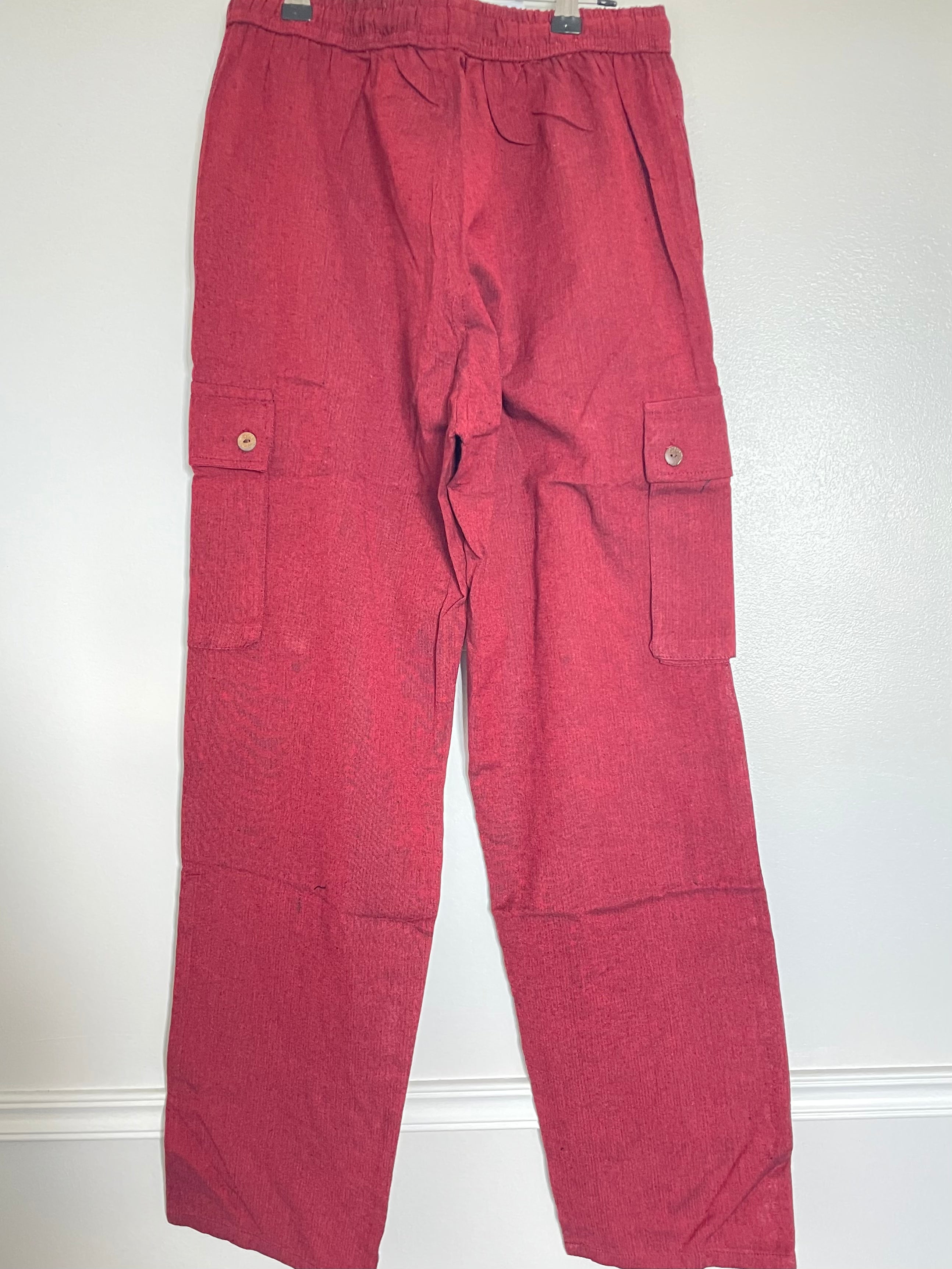 Red Cotton Cargo Trousers, L