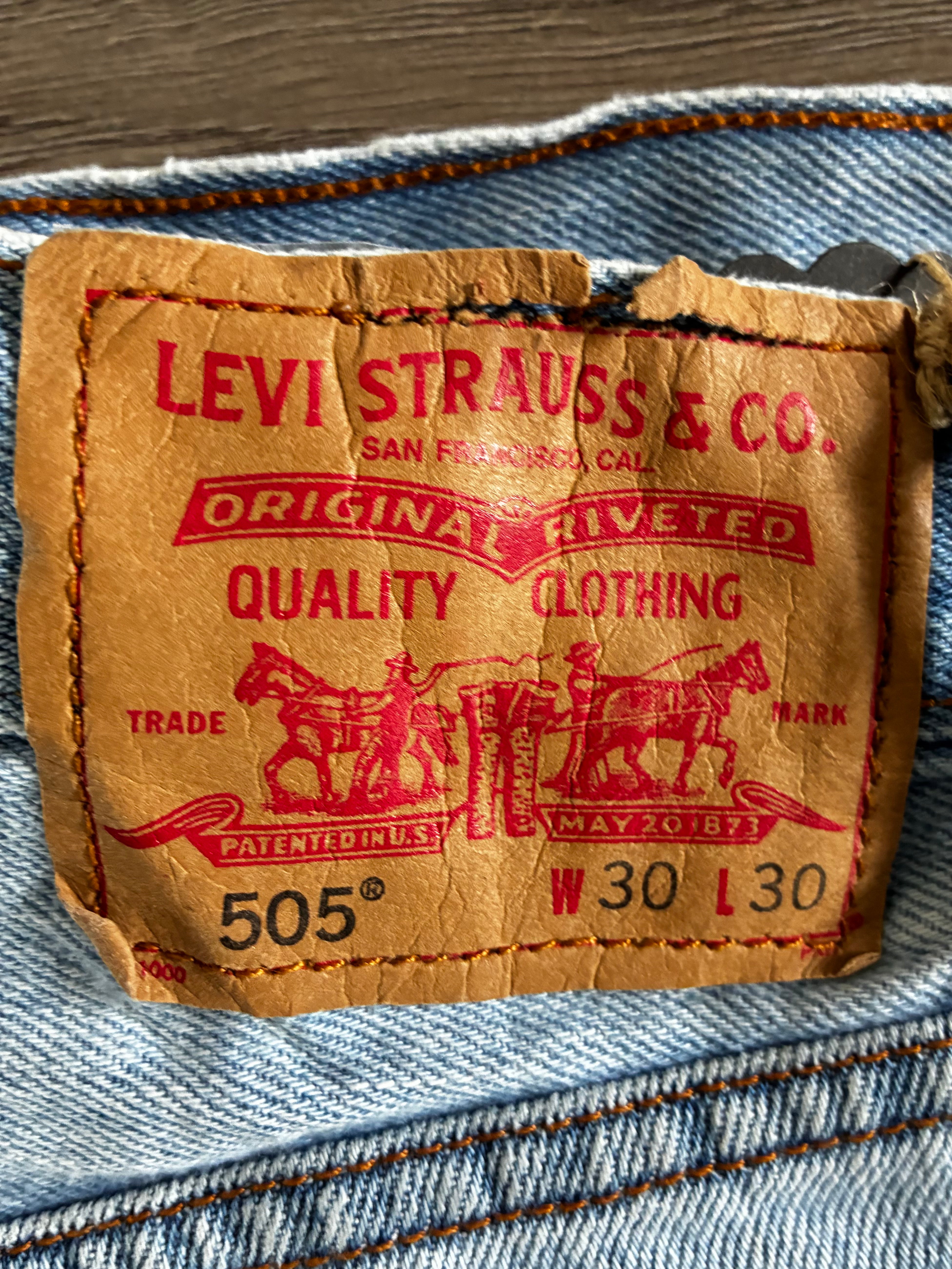 Vintage Levi's 505, Faded, Label - W30, L30, Actual Size - W30, L29