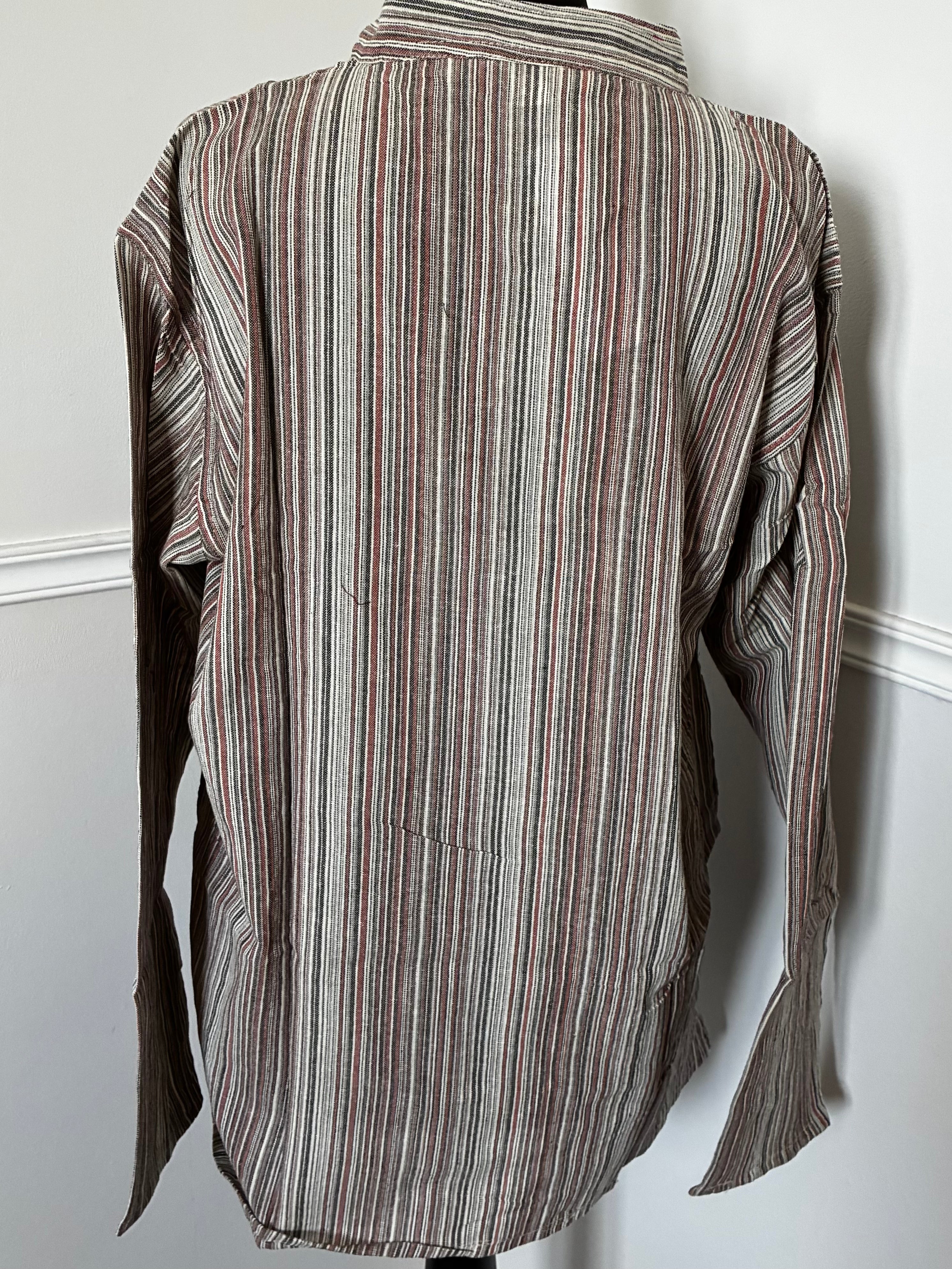 Beige/Brown Striped Cotton Shirt, XXL