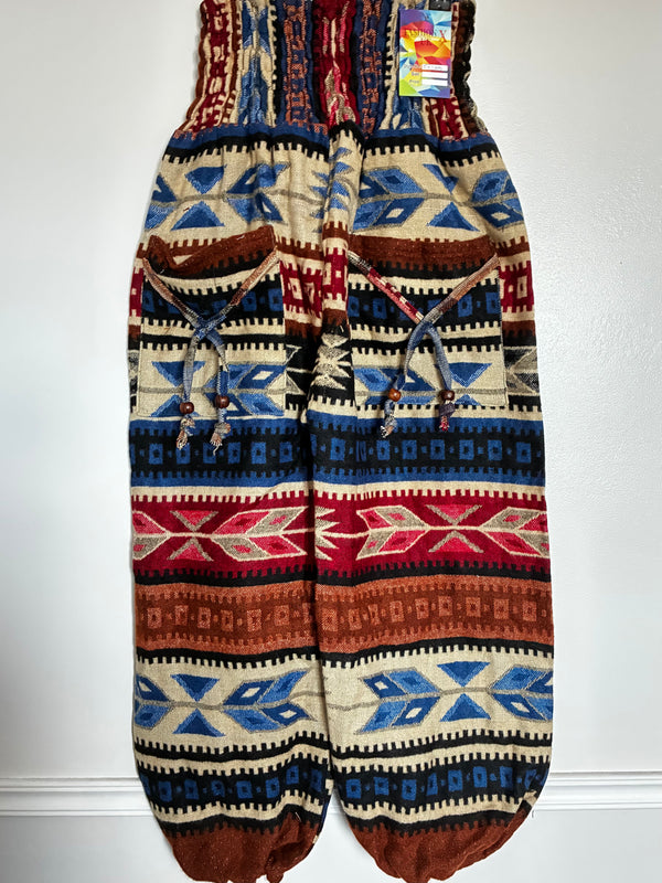 Fluffy Black/blue Aztec Cashmelon Trousers, 24"-46" Waist