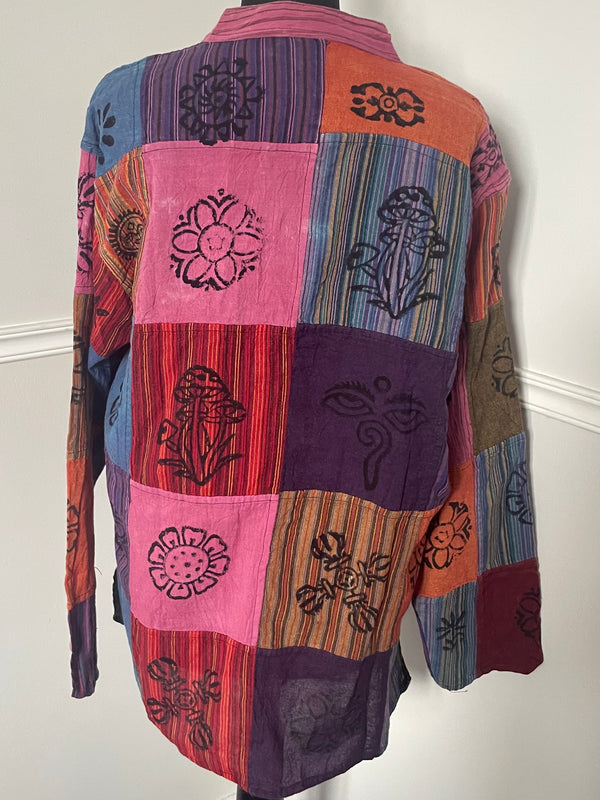 Patchwork Cotton Shirt, XXL