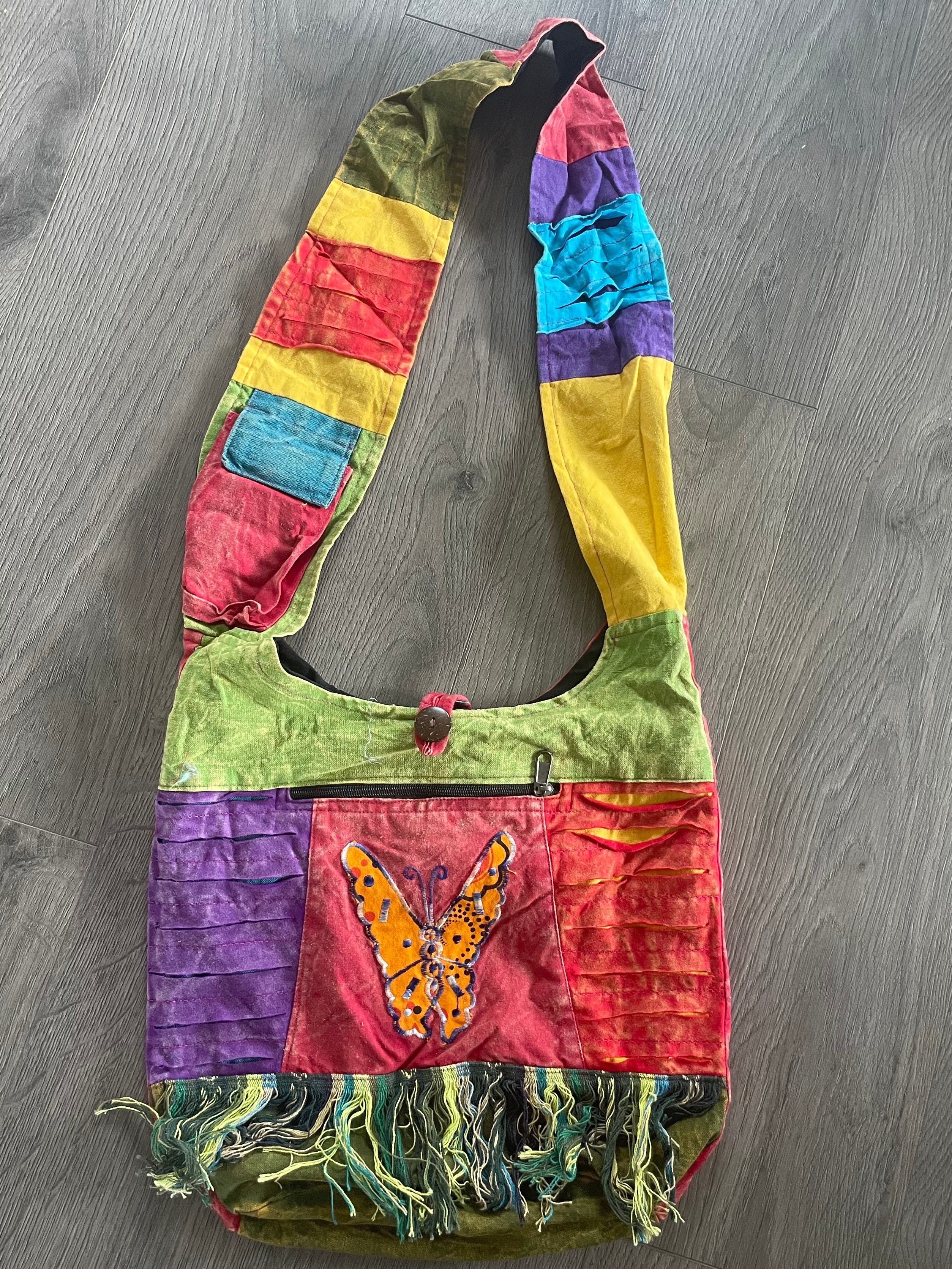 Hippy Butterfly Shoulder Bag with tassels