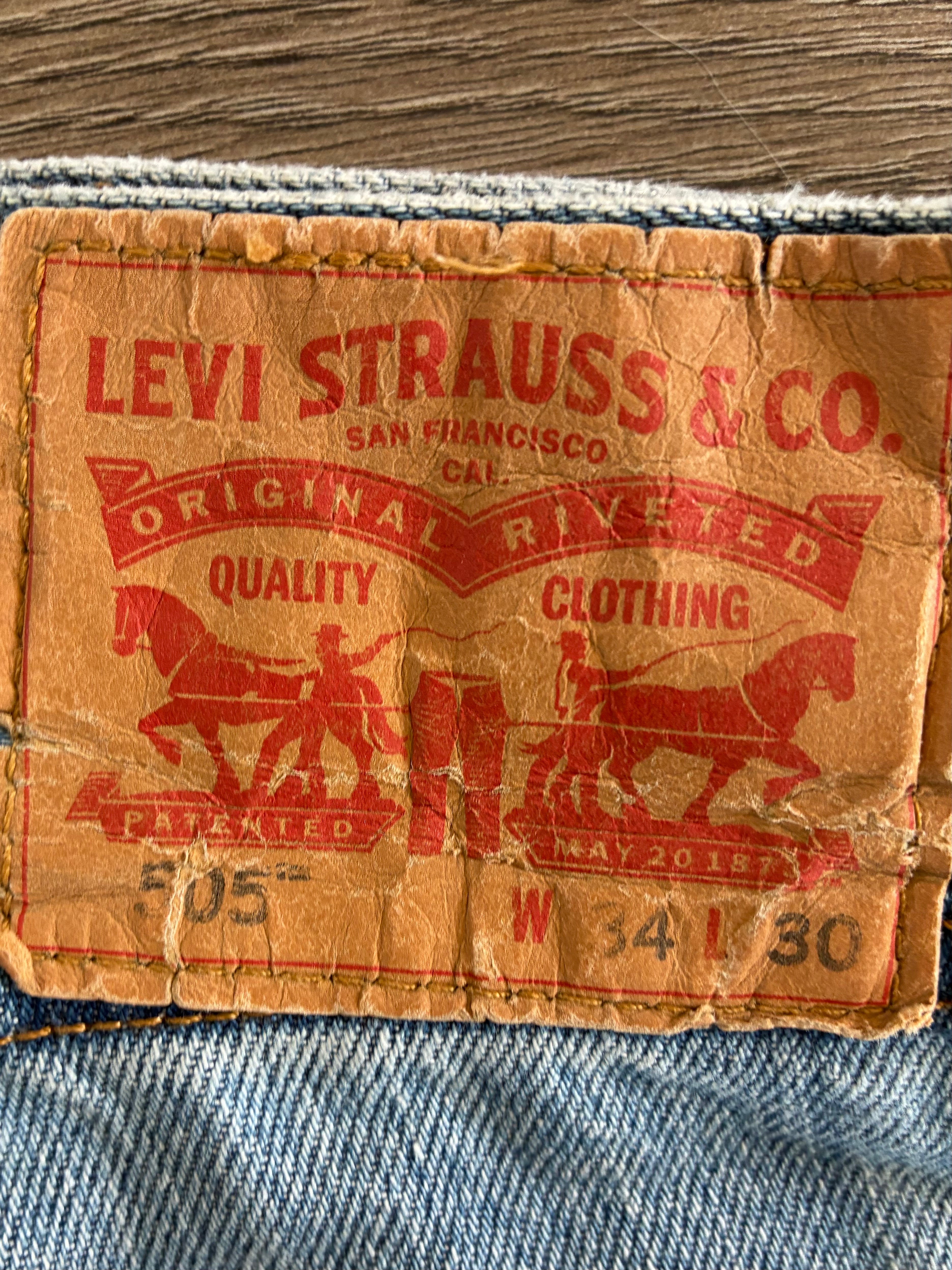 Vintage Levi's 505, Blue, Label - W34, L30, Actual Size - W36, L30