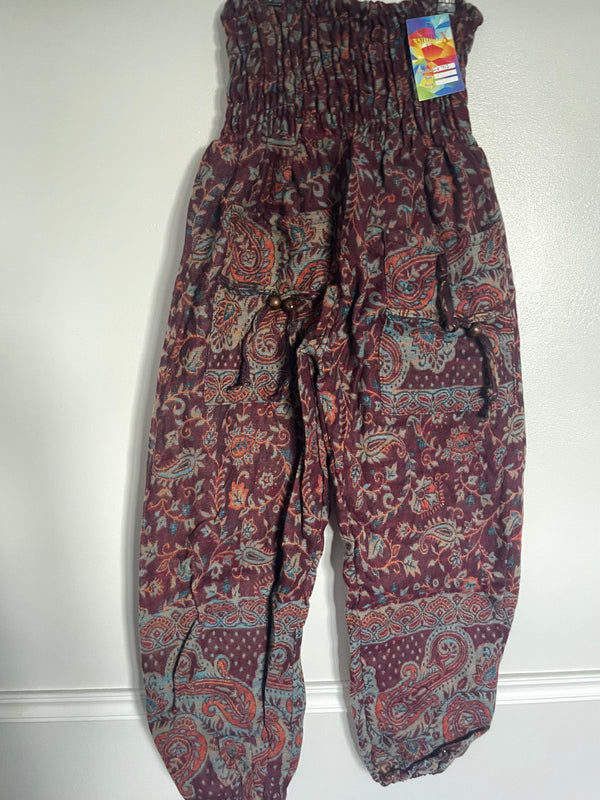 Snuggly Burgundy/Turquoise Paisley Cashmelon Trousers, 26"-47” Waist