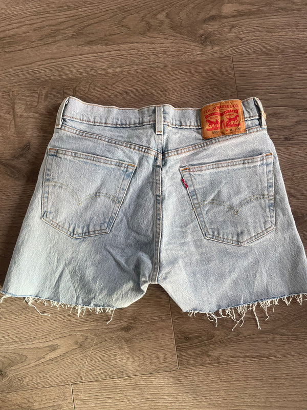 Vintage Up-cycled Levi's 505 Shorts, Light Blue, W31 L3.5