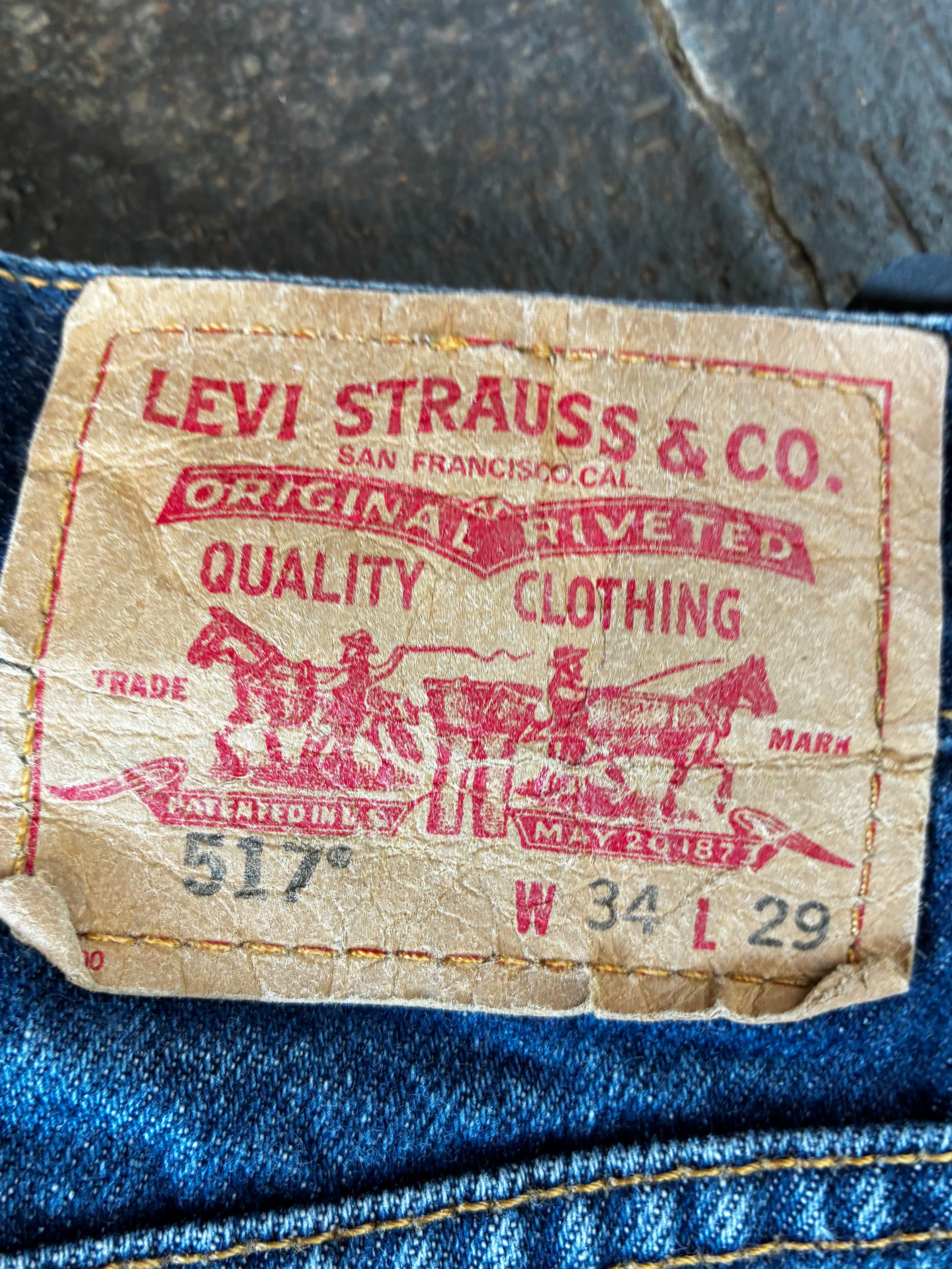 Vintage Levi's 517, Blue, Label, W34, L29, Actual size, W34, L31