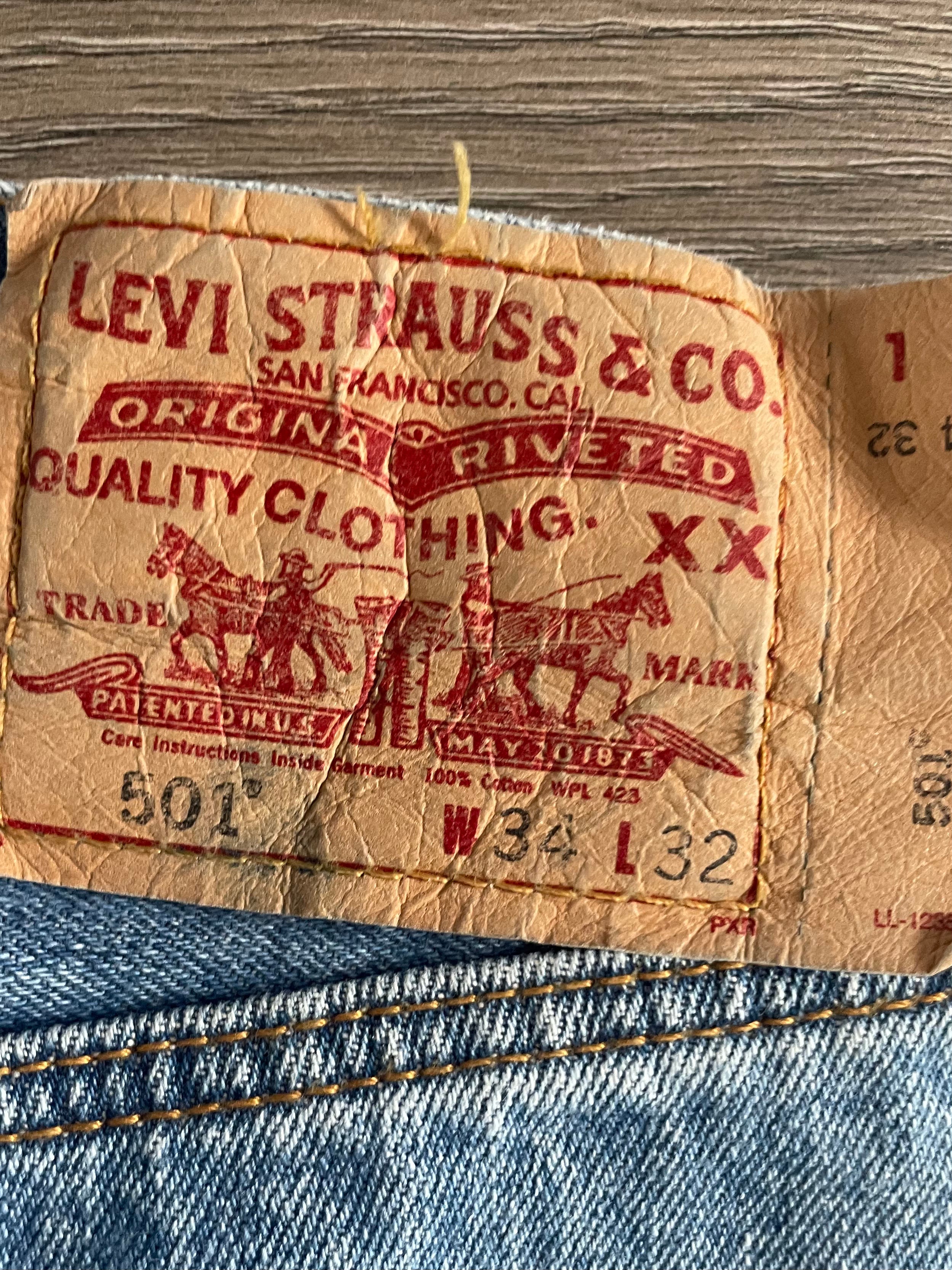 Vintage Levi's 501, Blue, Label - W34, L32, Actual Size - W34, L33