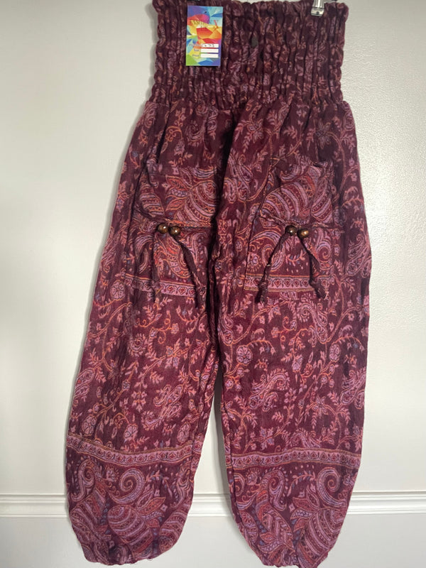 Snuggly Burgundy/Lilac Paisley Cashmelon Trousers, 26"-50"” Waist