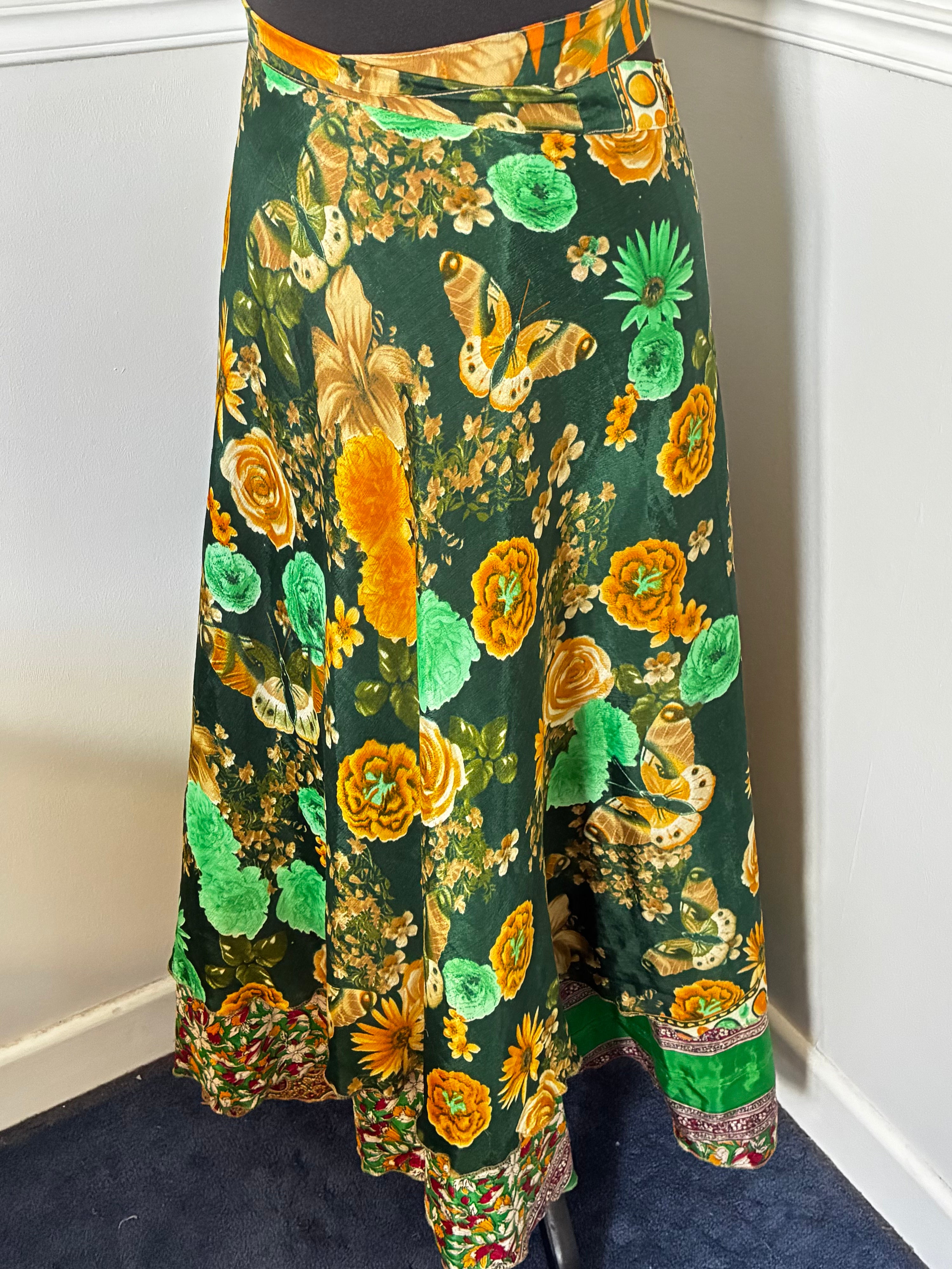 Recycled Saree Reversible Wrap Skirt