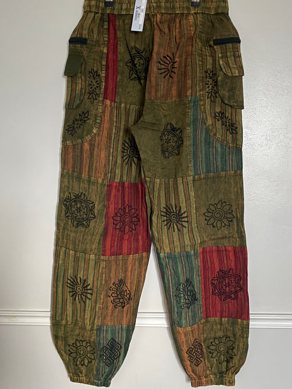 Patchwork Zip Pocket Trousers, XXL