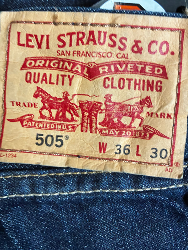 Vintage Levi's 505, Dark Blue, Label - W36, L30, Actual Size - W36, L32