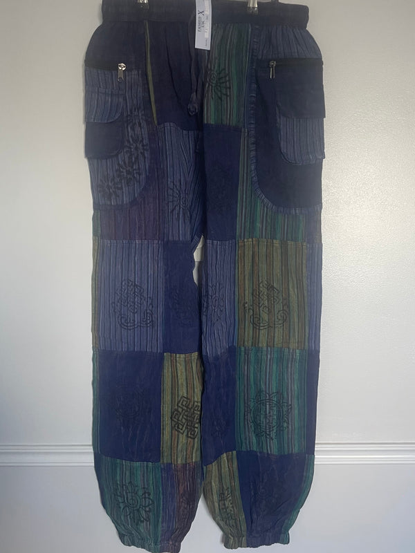 Patchwork Zip Pocket Trousers, XXL