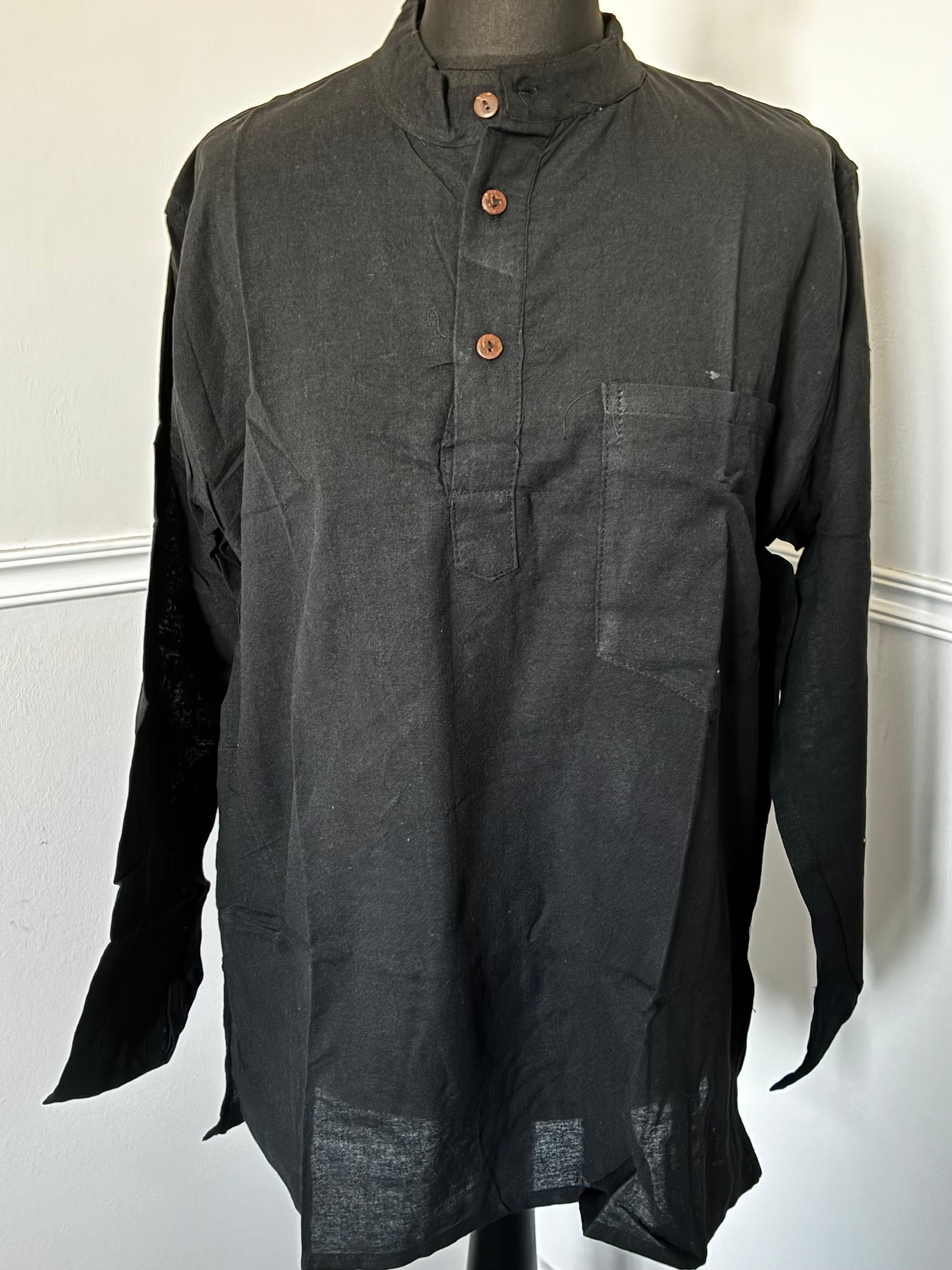 Black Cotton Shirt, S/M