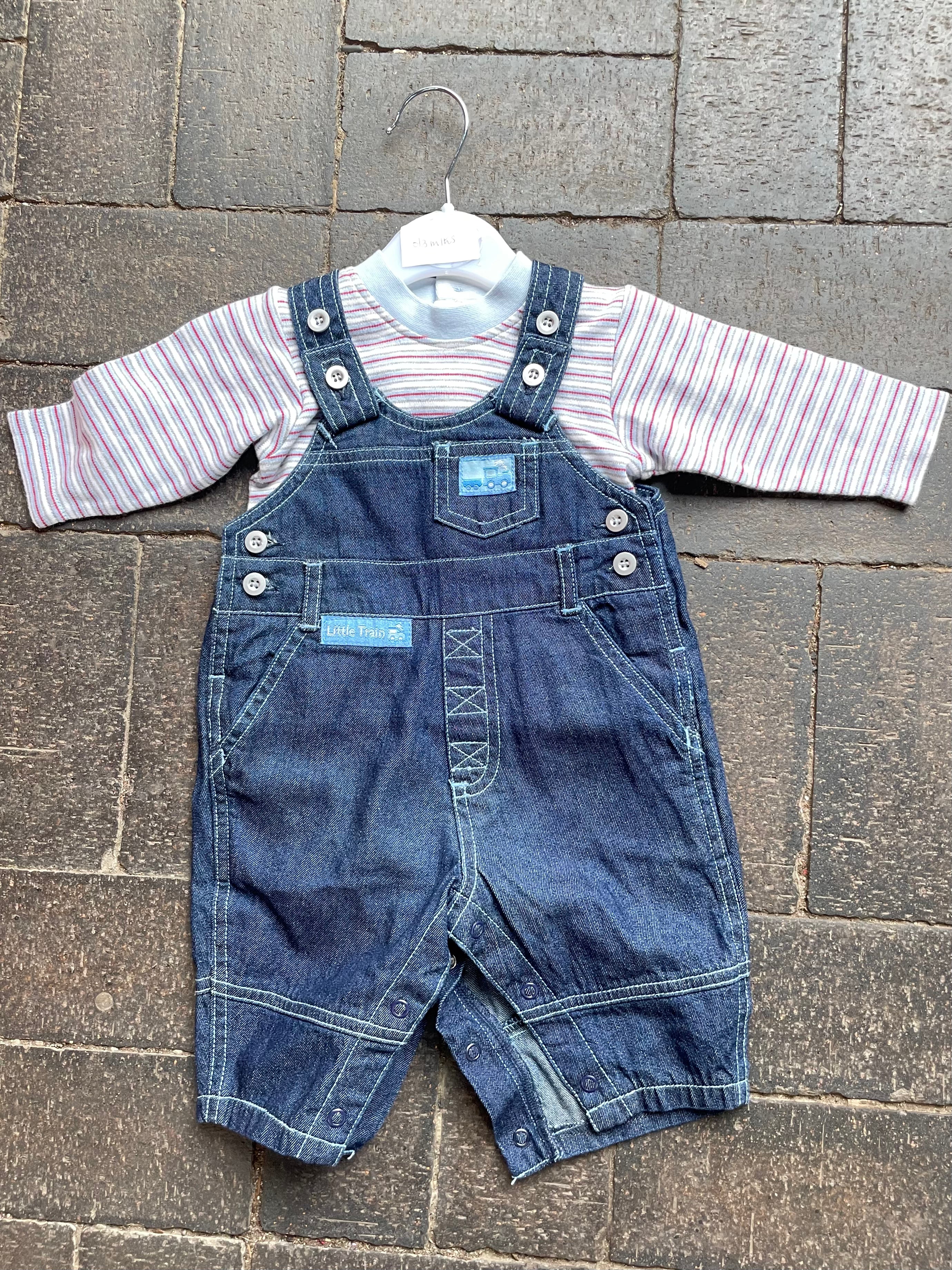 2 piece denim dungarees set (0-3mths)