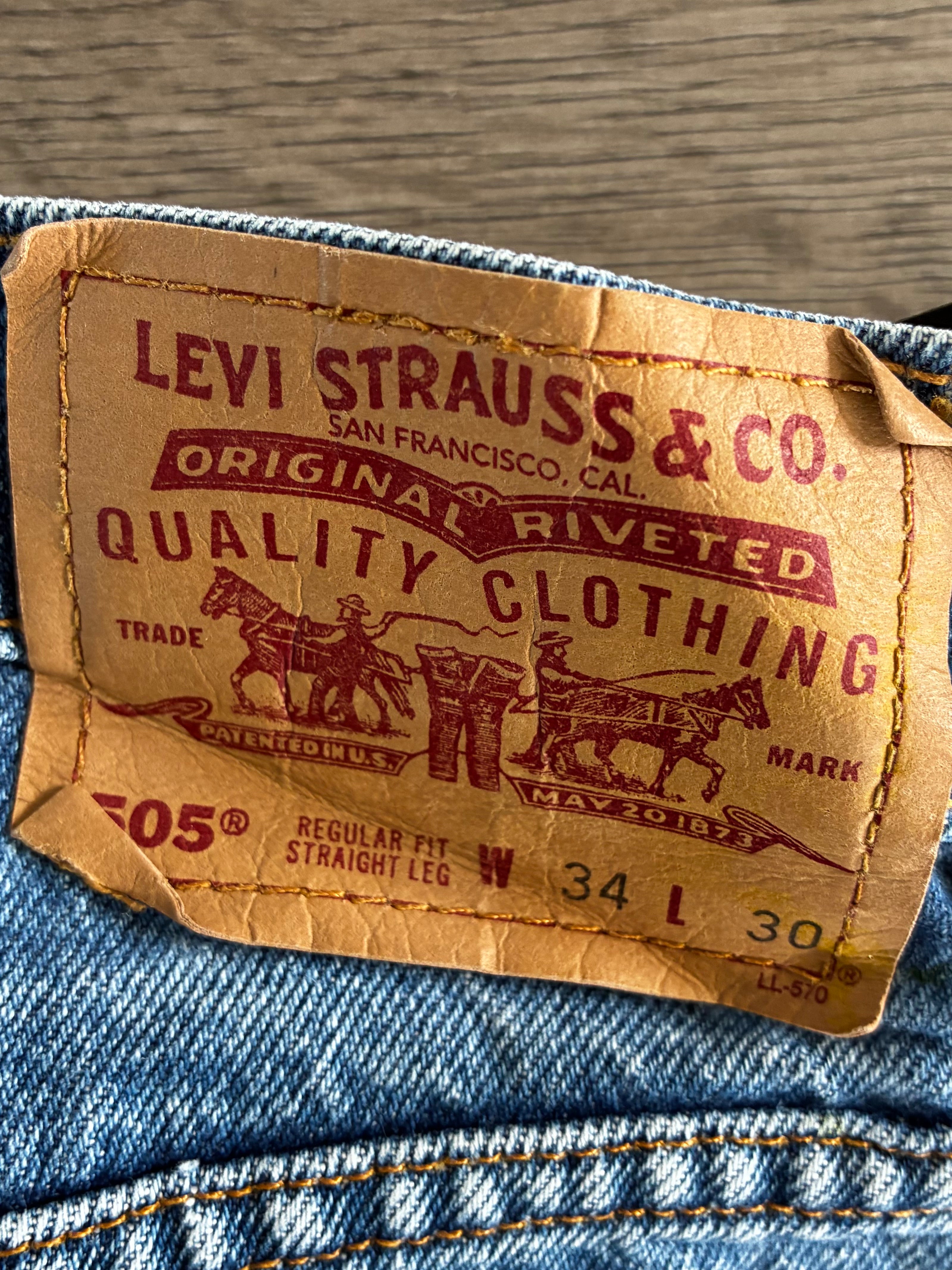 Vintage Levi's 505, Blue, Label - W34, L30, Actual Size - W32, L26.5