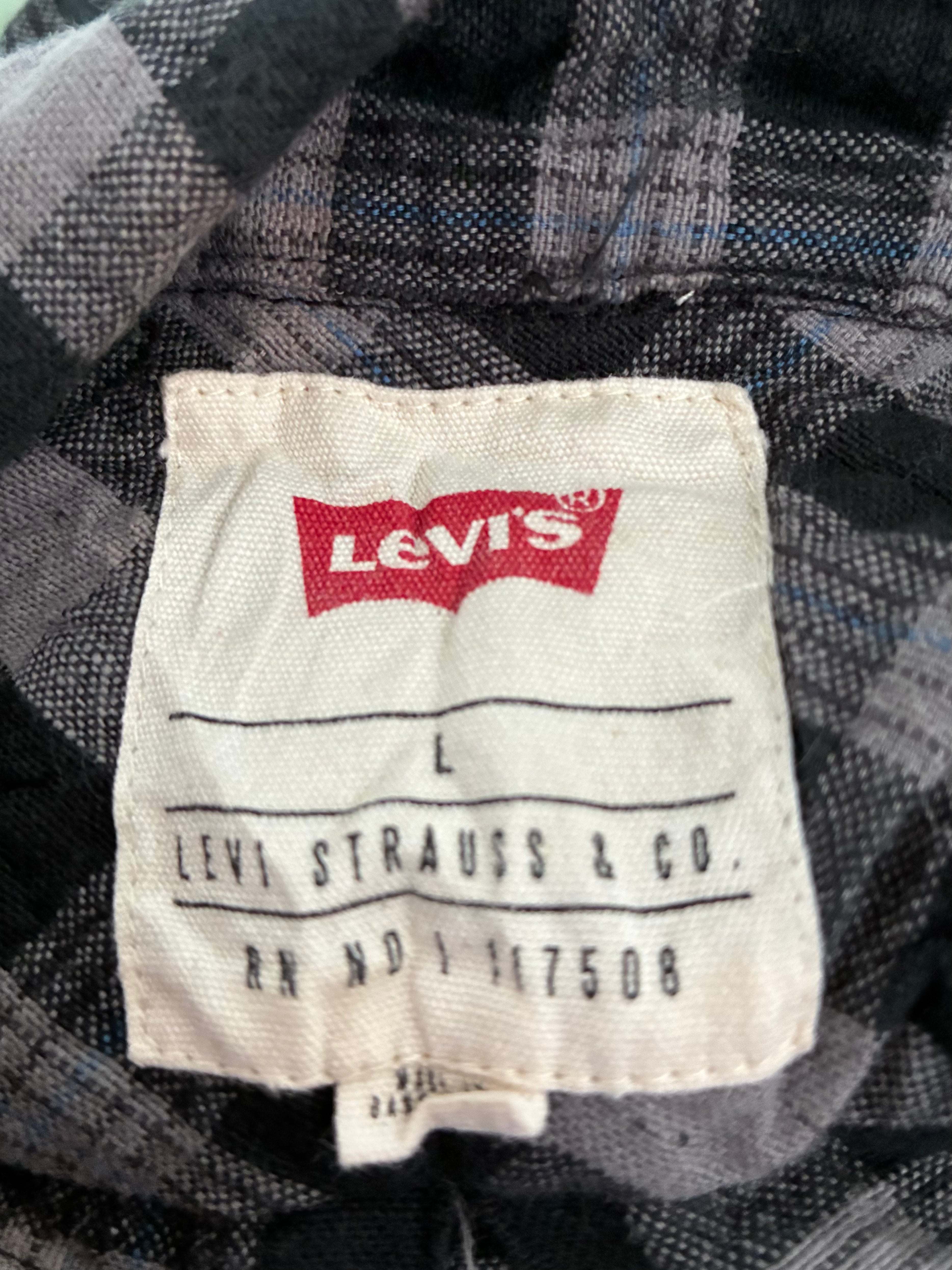 Thin Levis Black/Grey Checked Flannel, L