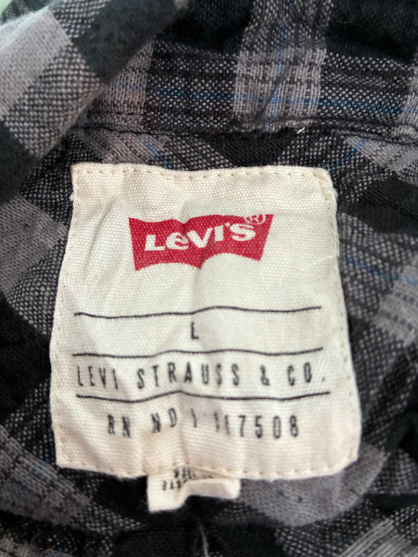 Thin Levis Black/Grey Checked Flannel, 45" chest