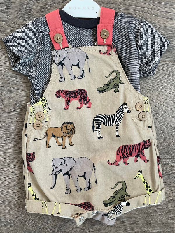 Safari Dungarees and T shirt (newborn)