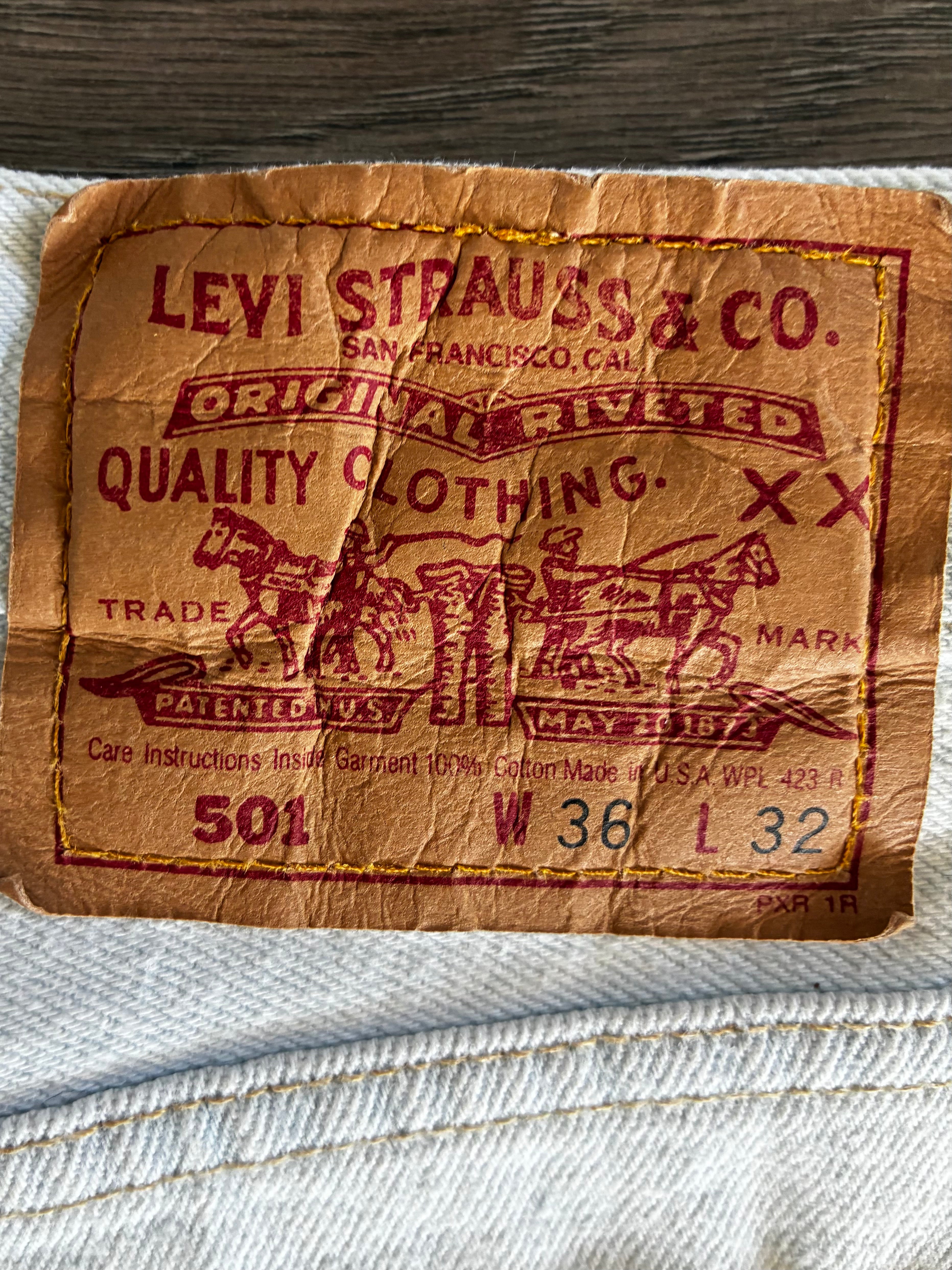 Vintage Levi's 501, Very Faded, W35, L32