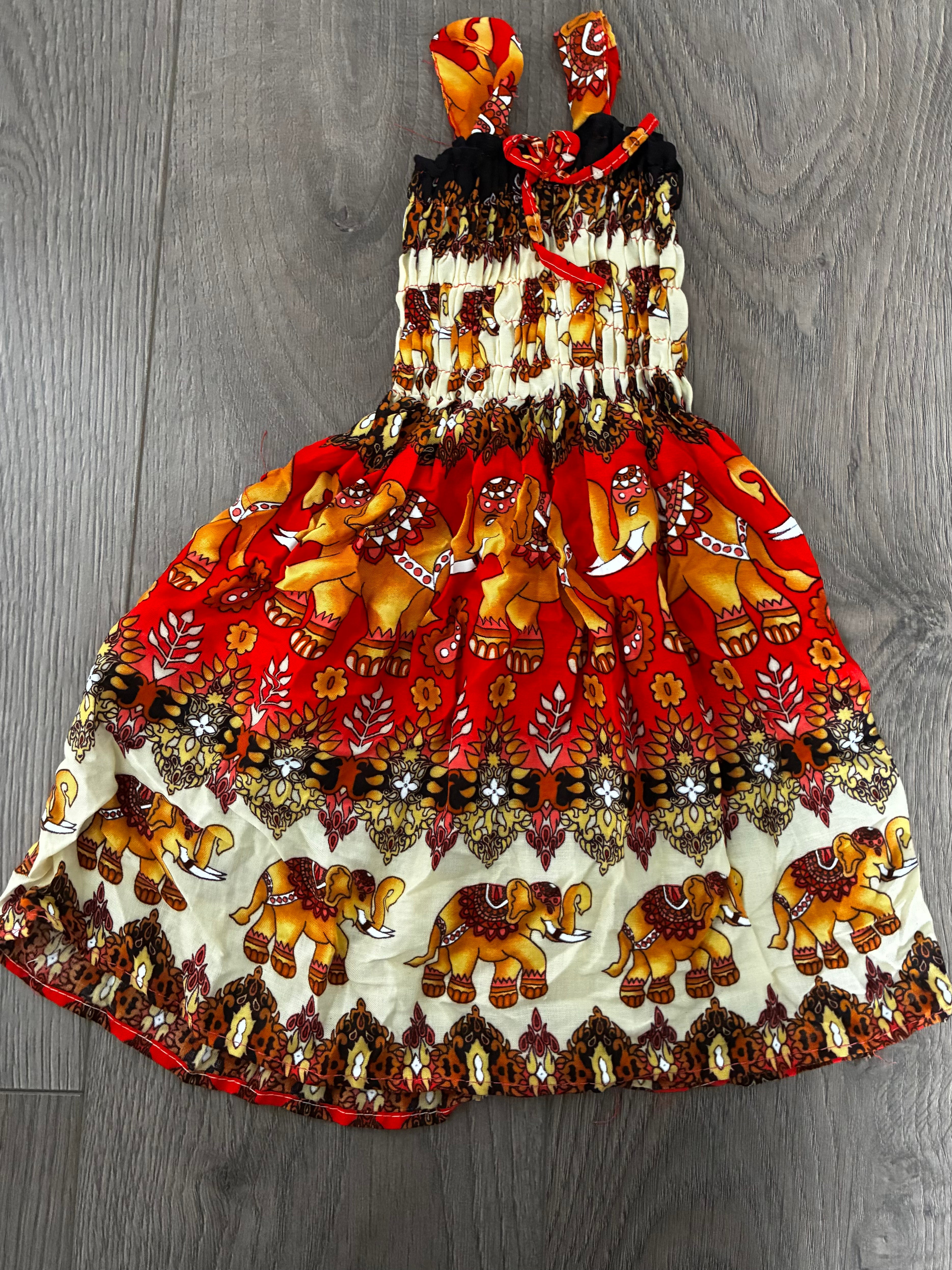 Red/gold Elephant Dress (12-18mths ish)