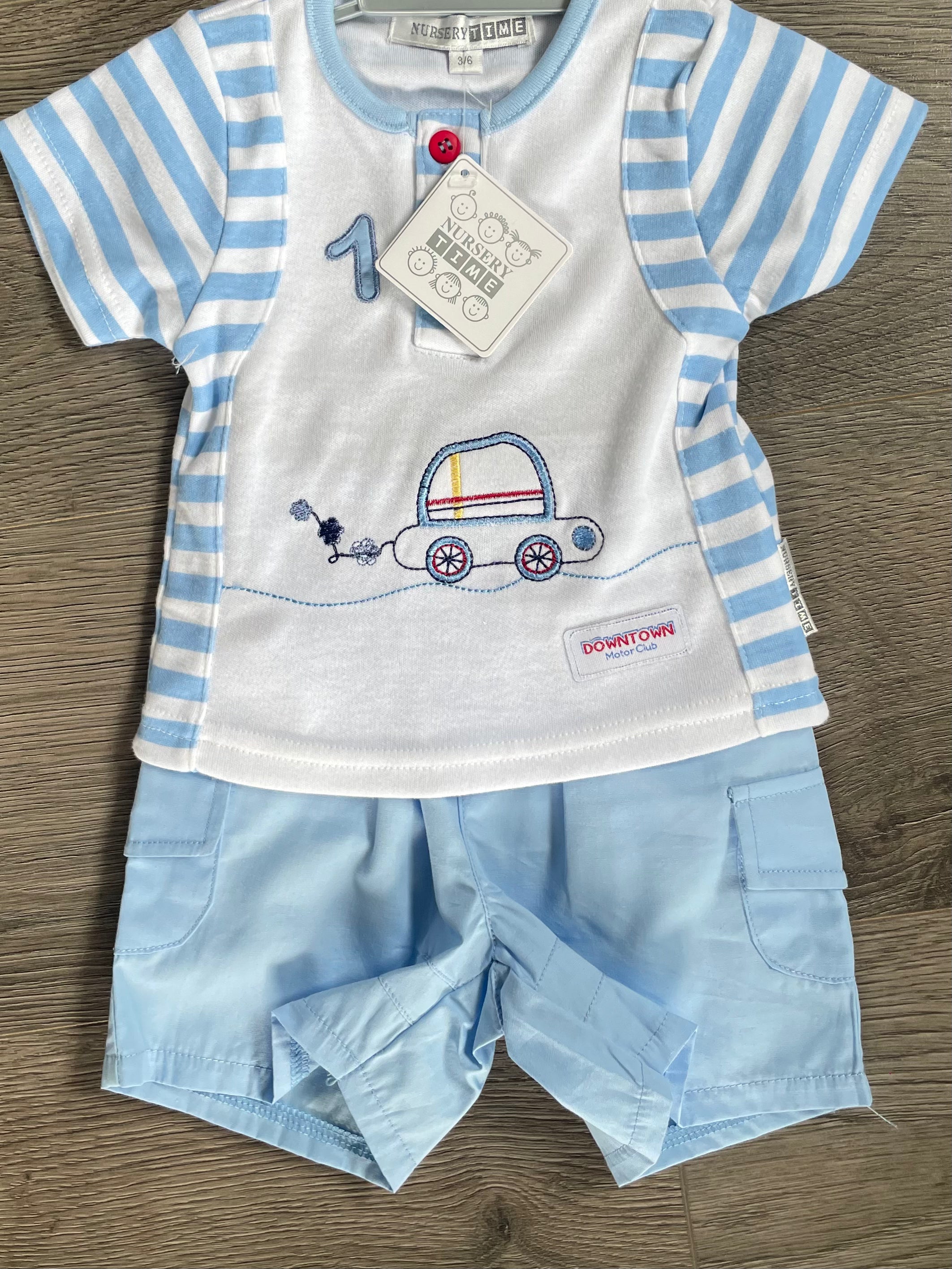 Blue short set (0-3 mths)