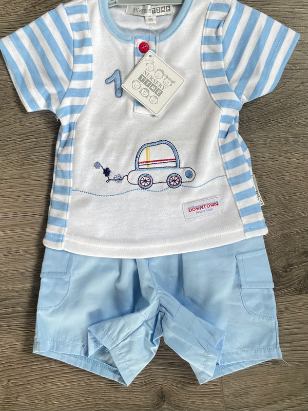 Blue short set (0-3 mths)