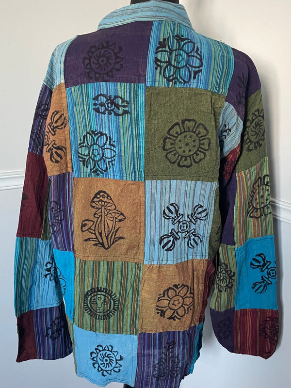 Patchwork Cotton Shirt, XXL