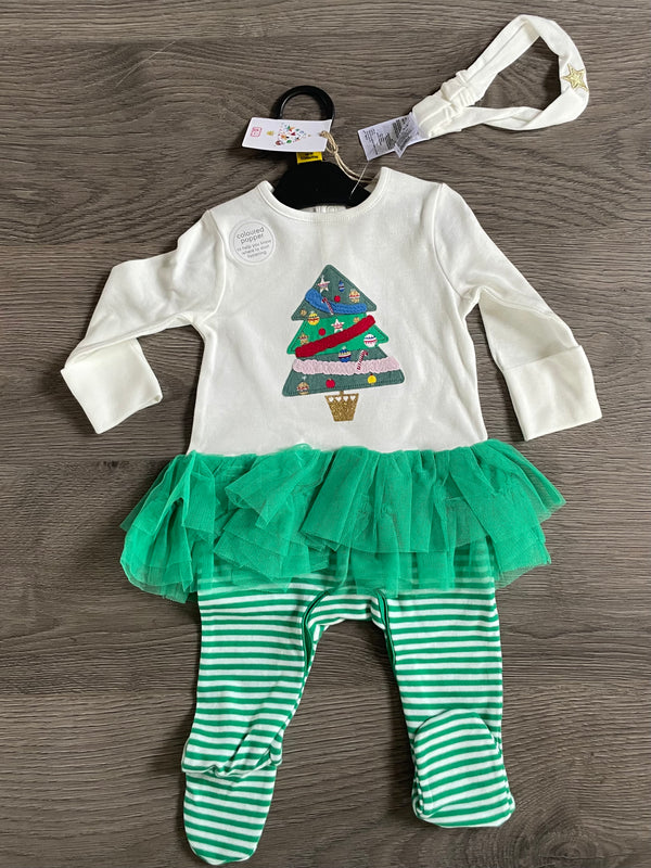 Christmas Tree Tutu Romper (1-3 mths)